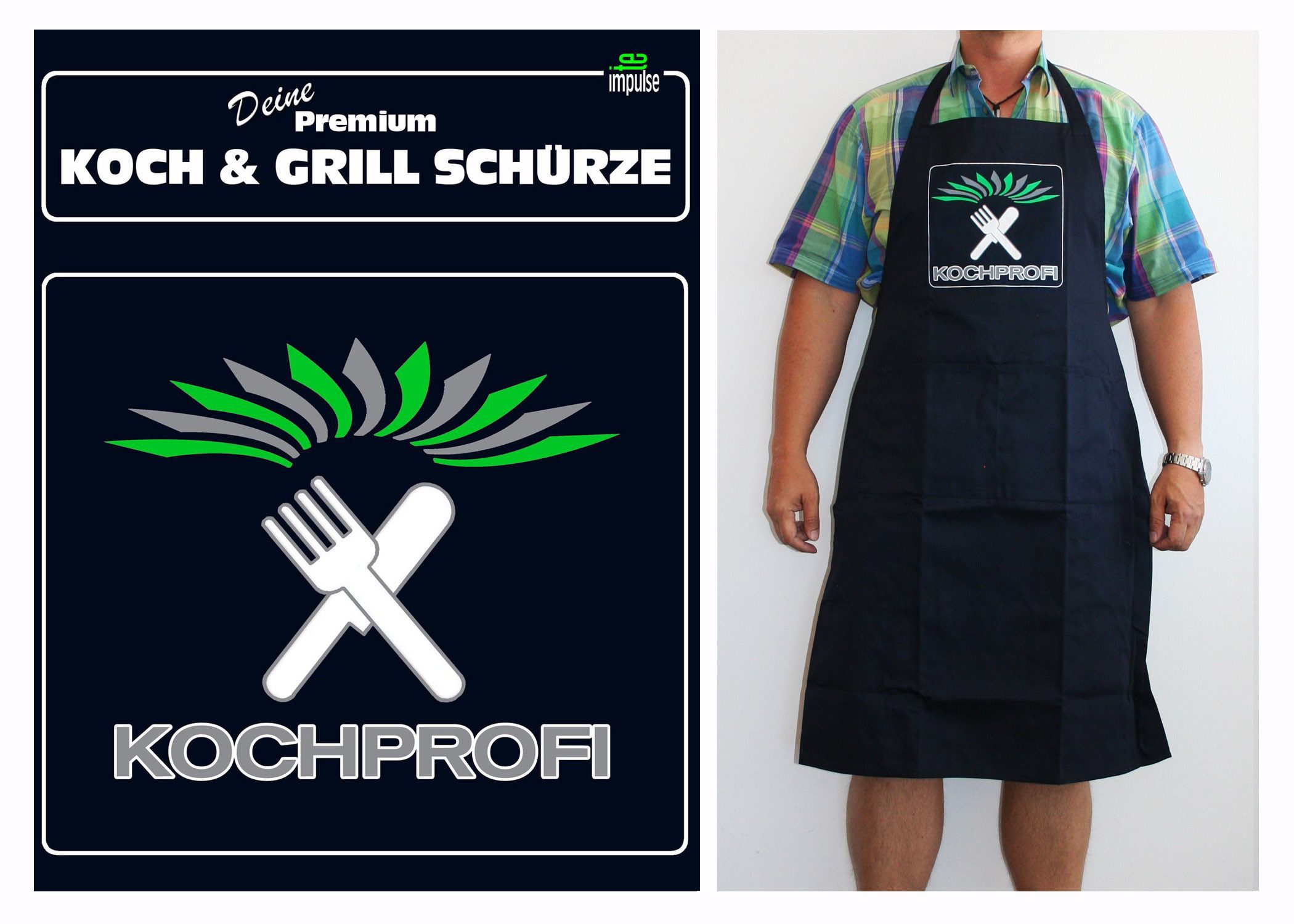 teprovo Grillschürze Herren Kochschürze Schürze 116cm Dunkelblau Kochprofi, günstig online kaufen