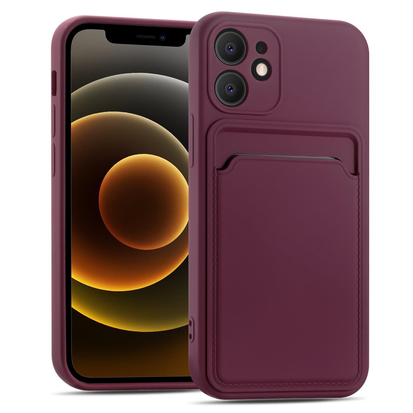 CoolGadget Handyhülle Schutzhülle mit Kartenfach für Apple iPhone 12 Mini 5,4 Zoll, Silikon Case Slim TPU Cover Tasche mit Aufbewahrung EC Karte Ausweis