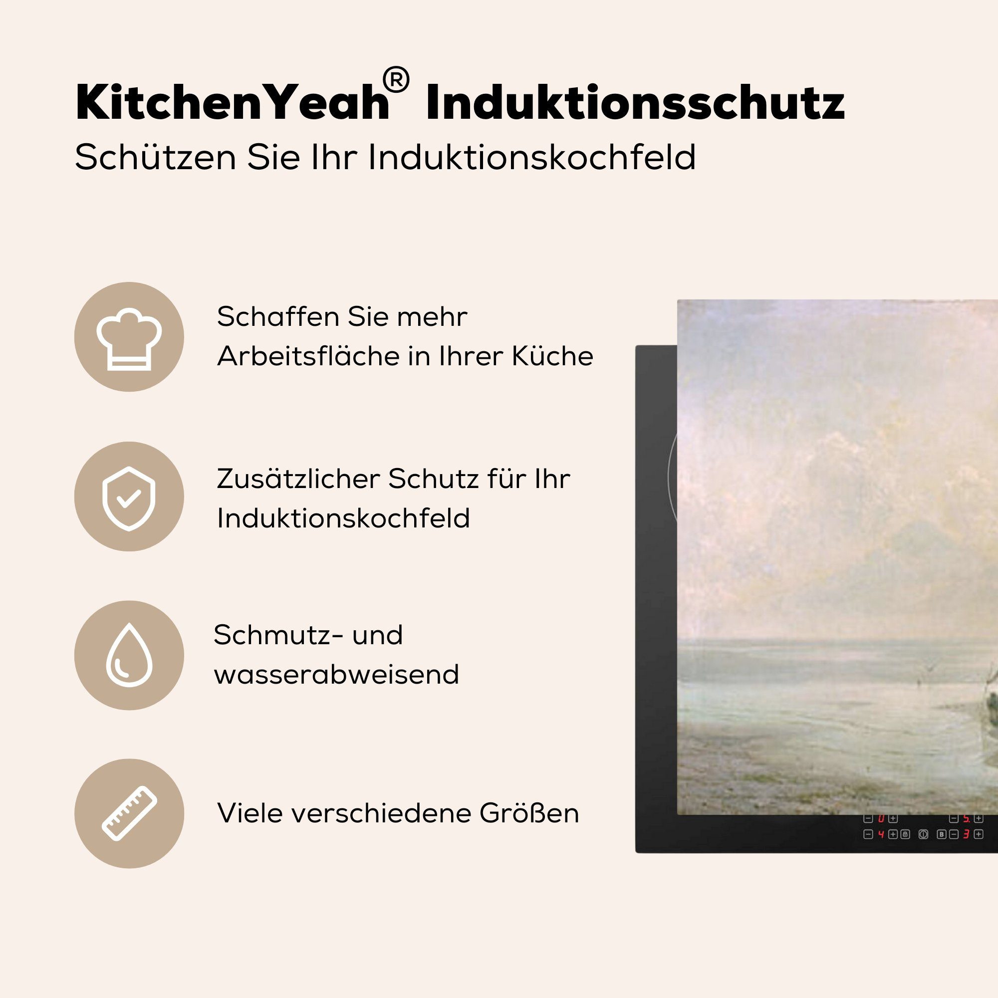 küche Abstieg Aivazovsky, Noahs Vinyl, (1 Ararat MuchoWow vom Gemälde 83x51 für Ceranfeldabdeckung, Arbeitsplatte cm, - Ivan Herdblende-/Abdeckplatte von tlg),