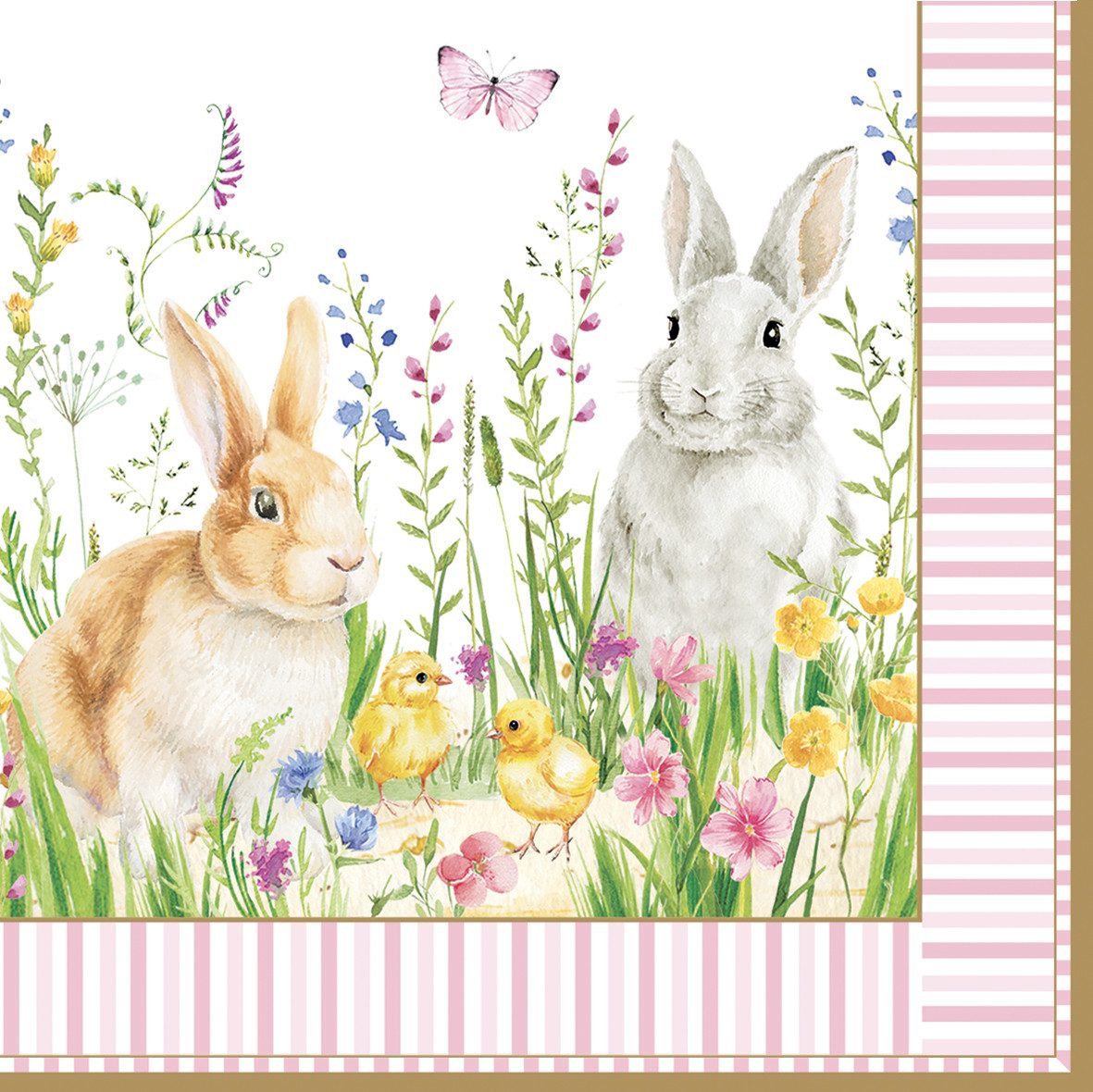 EasyLife Papierserviette Happy Easter, Höhe: cm, Farbe: Mehrfarbig, Motiv: Hasen