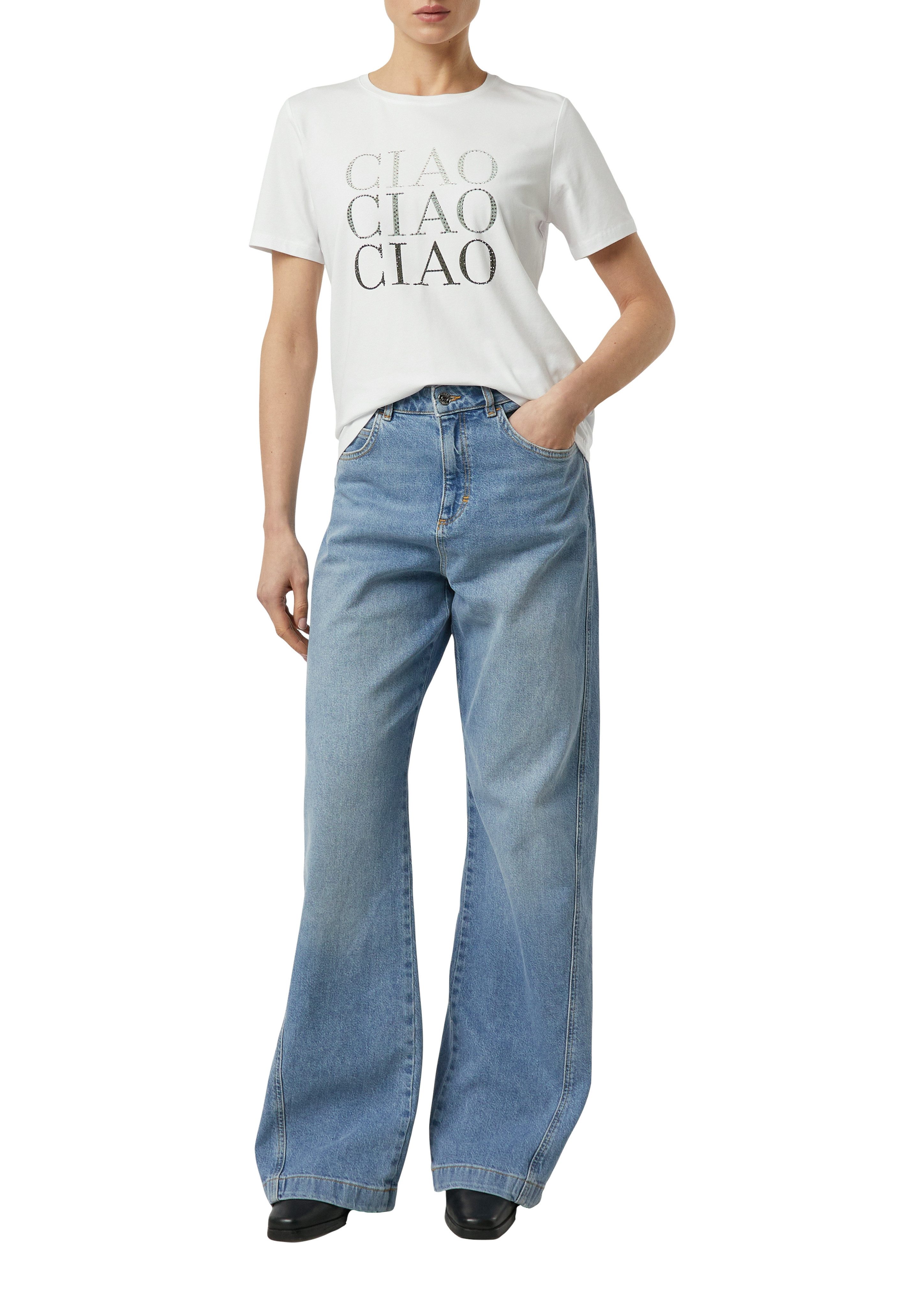 comma T-Shirt mit Druck und Glitzersteinen günstig online kaufen