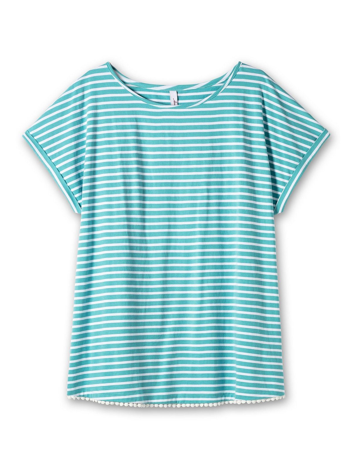 Sheego Oversize-Shirt Große am aqua und garngefärbten Saum Größen Dekokante mit Ringeln