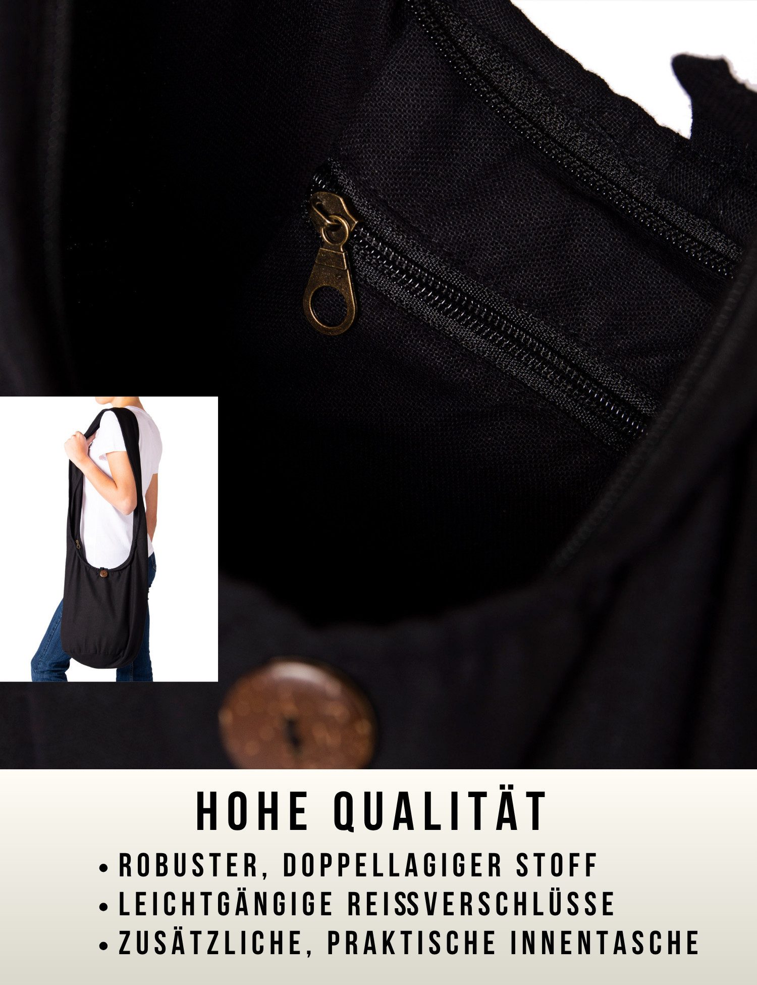 PANASIAM Freizeittasche Schulterbeutel einfarbig Schultertasche aus 100% Baumwolle in 2 Größen, Umhängetasche auch als Wickeltasche Handtasche oder Strandtasche