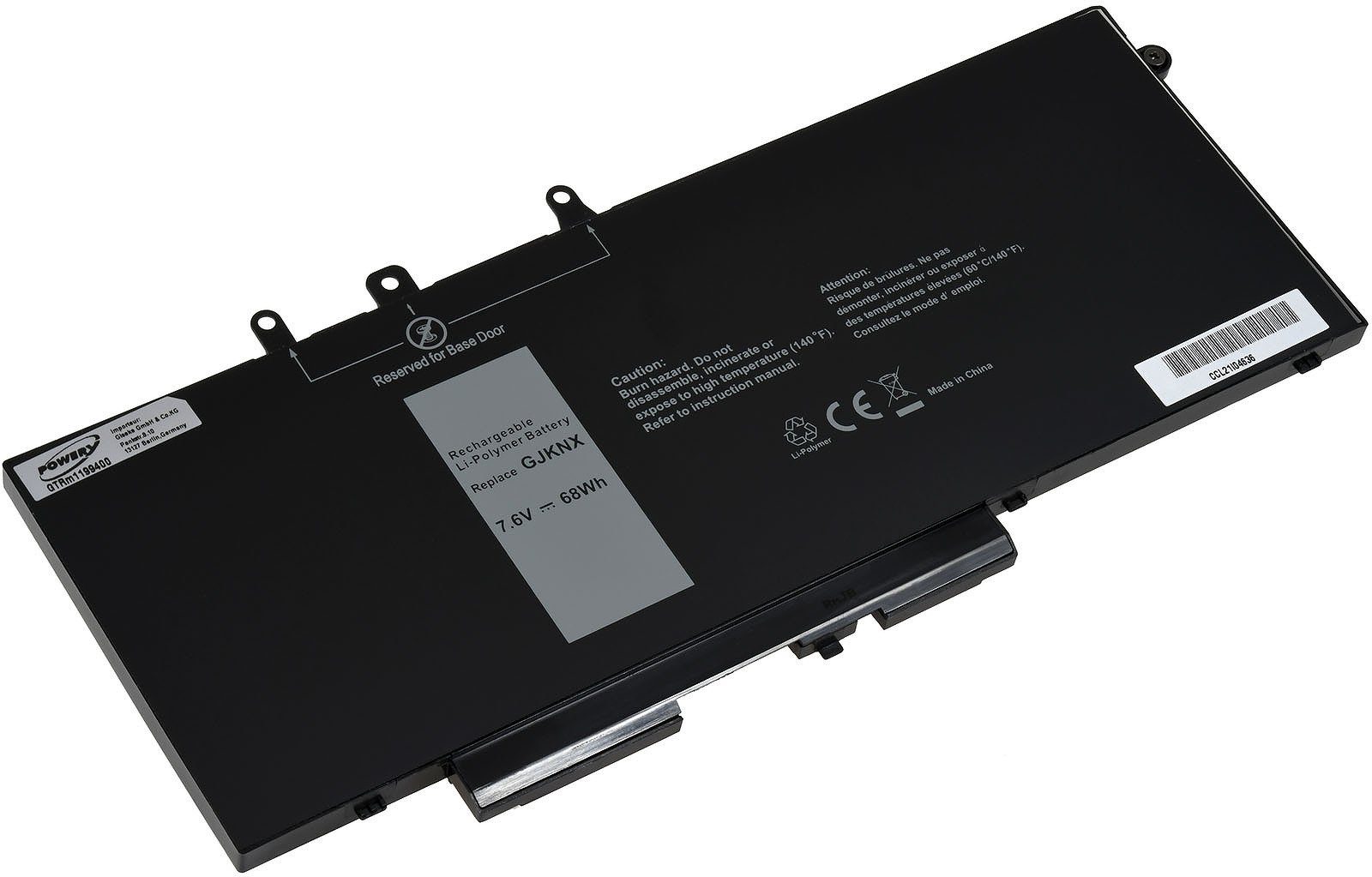 Powery Akku für Dell Typ 0DY9NT Laptop-Akku 8950 mAh (7.6 V)