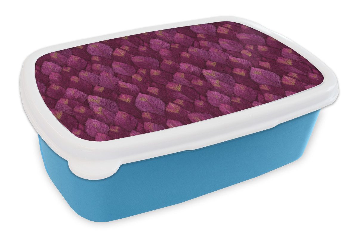 MuchoWow Lunchbox Blätter - Muster - Burgunderrot, Kunststoff, (2-tlg), Brotdose, Lunchbox, Brotbox für Kinder und Erwachsene