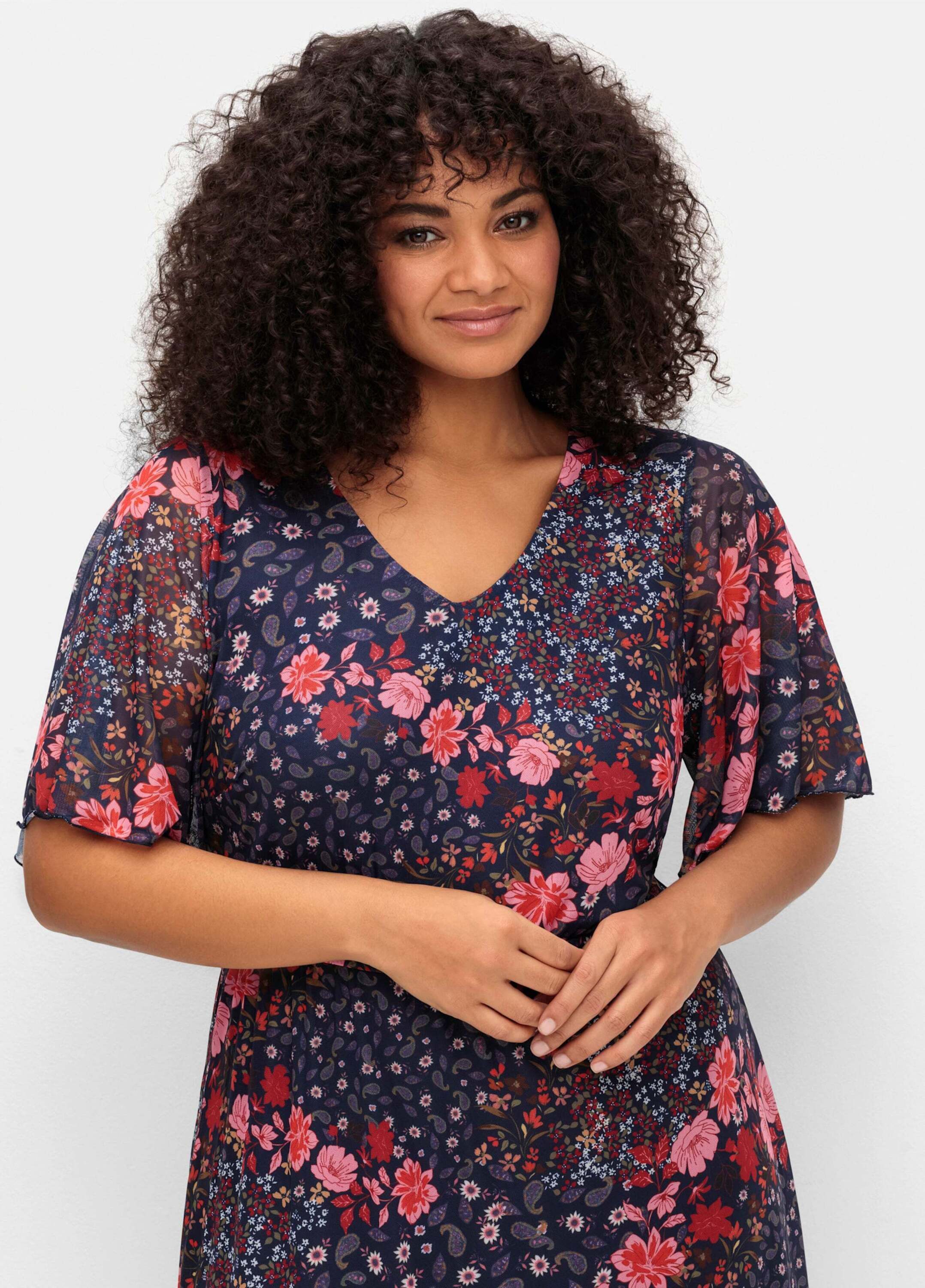 sheego by Joe Browns Jerseykleid Mesh-Kleid Kurzarm