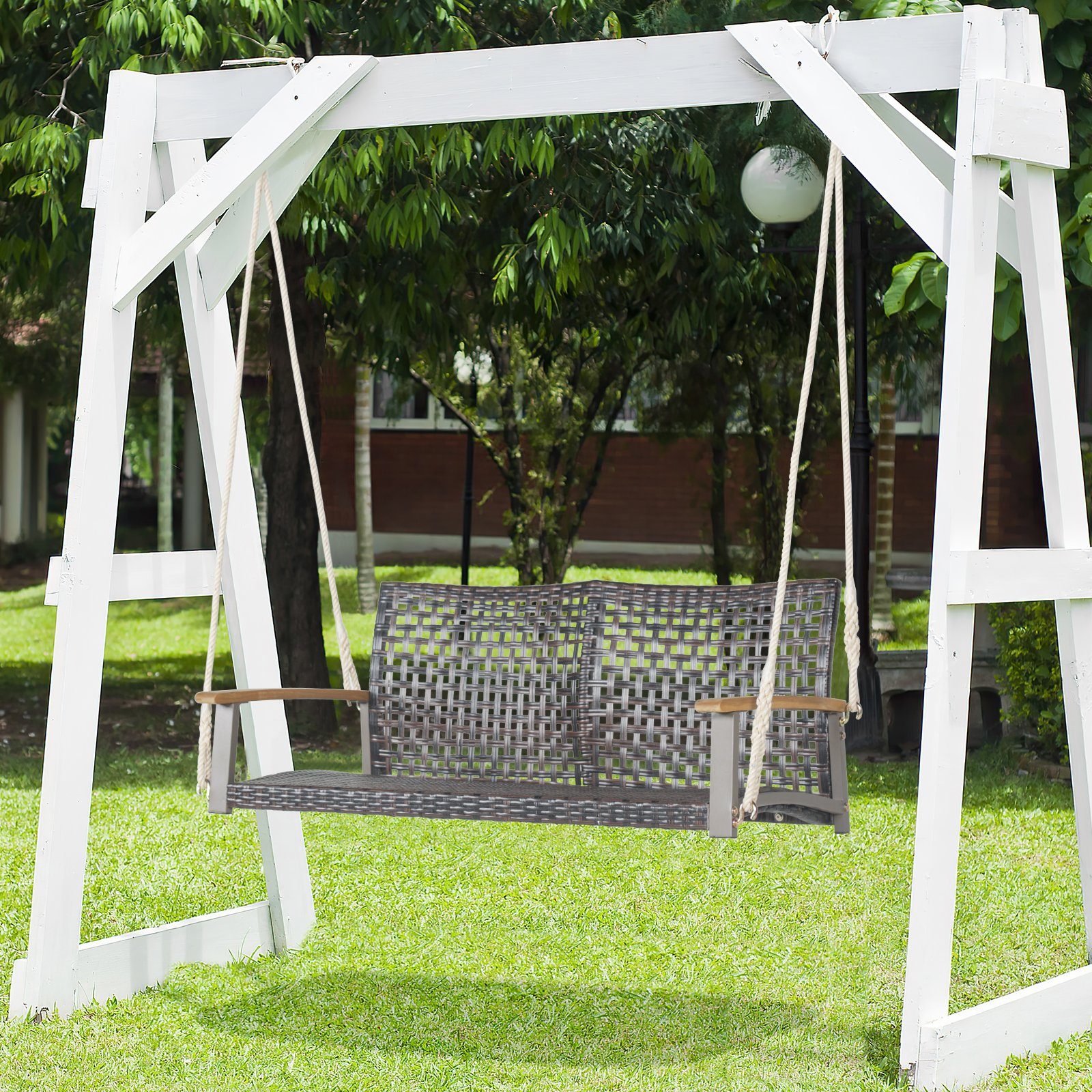 COSTWAY Hollywoodschaukel, 2-Sitzer, Gartenbank hängend, Rattan, günstig online kaufen