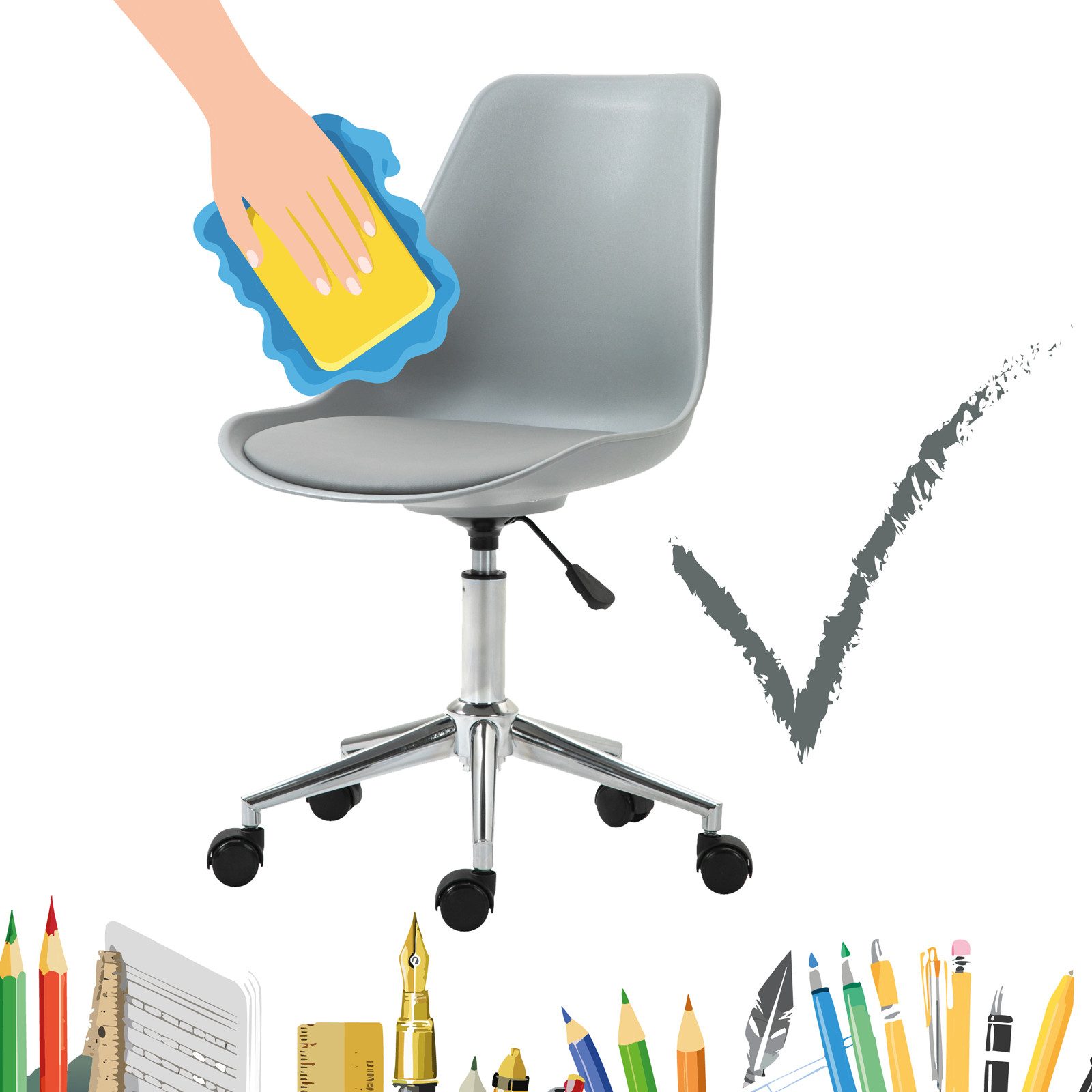 SVITA Schreibtischstuhl EDDY (Paket, 1 St), stufenlos höhenverstellbar, hoher Sitzkomfort, bodenschonende Rollen