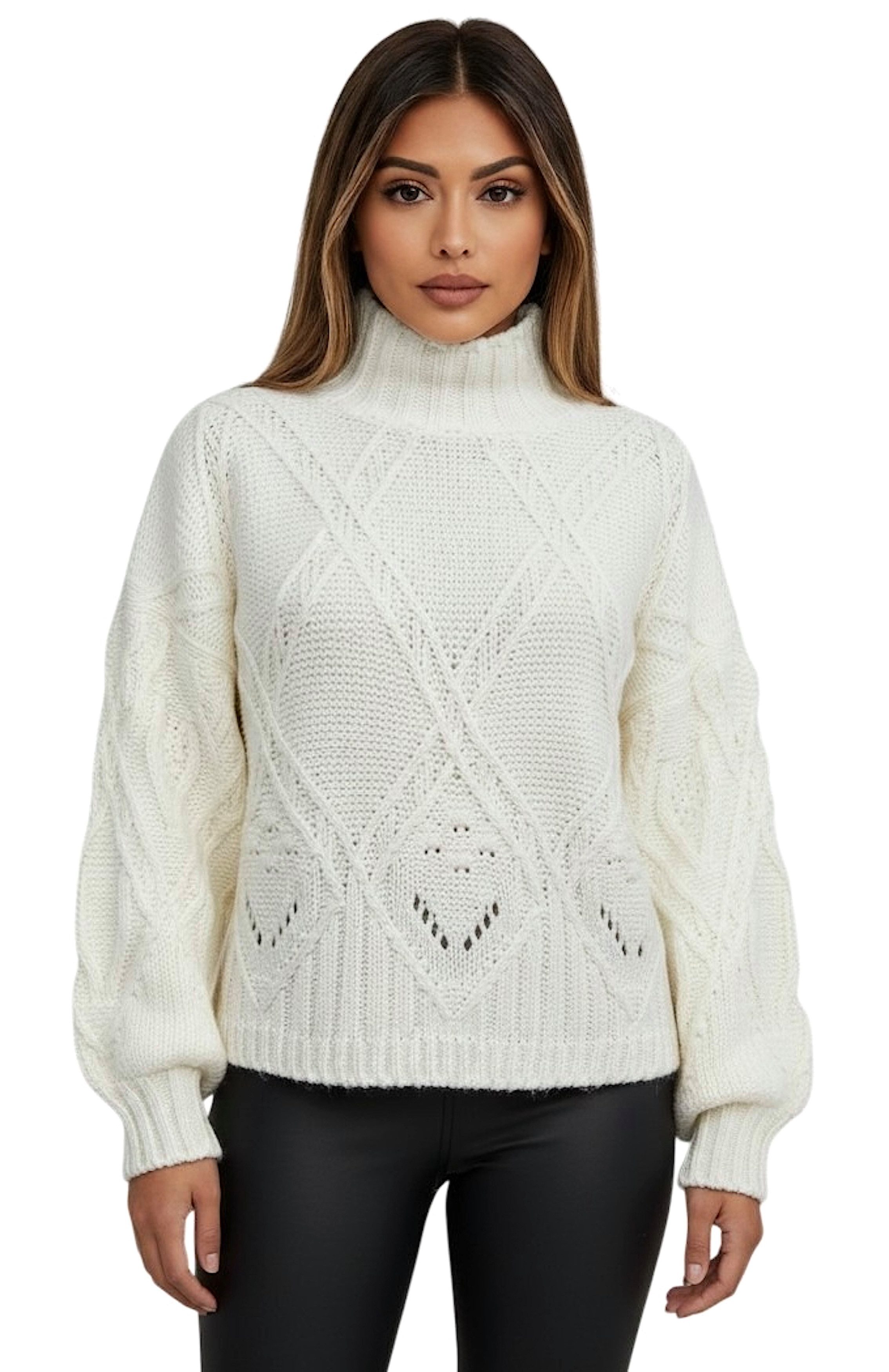 Worldclassca Strickpullover WORLDCLASSCA Oversize Strickpulllover Steh Kragen Zopf Muster Dick Neue Kollektion - Stilvolle und gemütliche Strickmode für Damen
