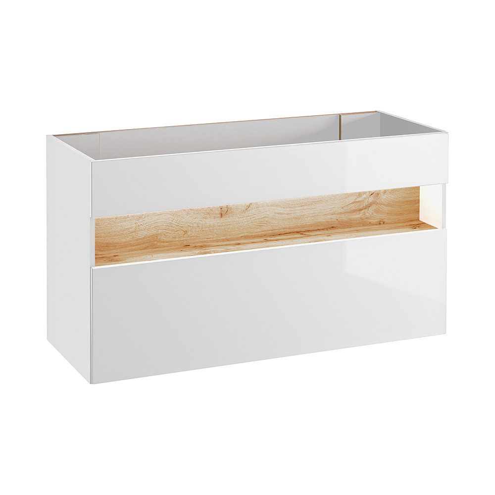 Lomadox Waschbeckenschrank BERMUDA-56 in weiß-Hochglanz B/H/T x 120/67/45cm