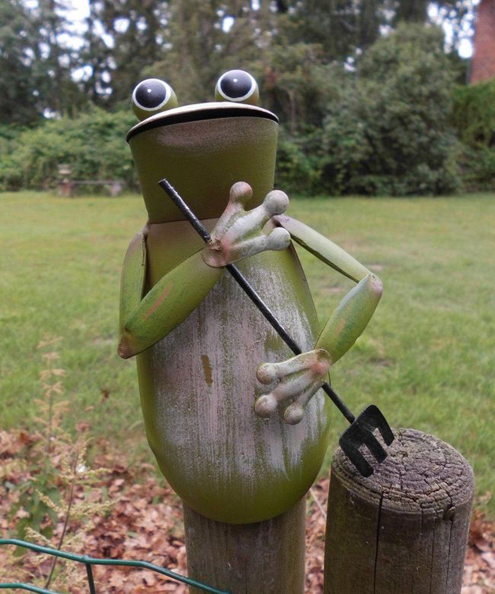 Deko-Impression Dekofigur Zaunfigur Zaunhocker Gartendeko arbeitsamer Frosch mit Forke 15,5 cm (1 St)