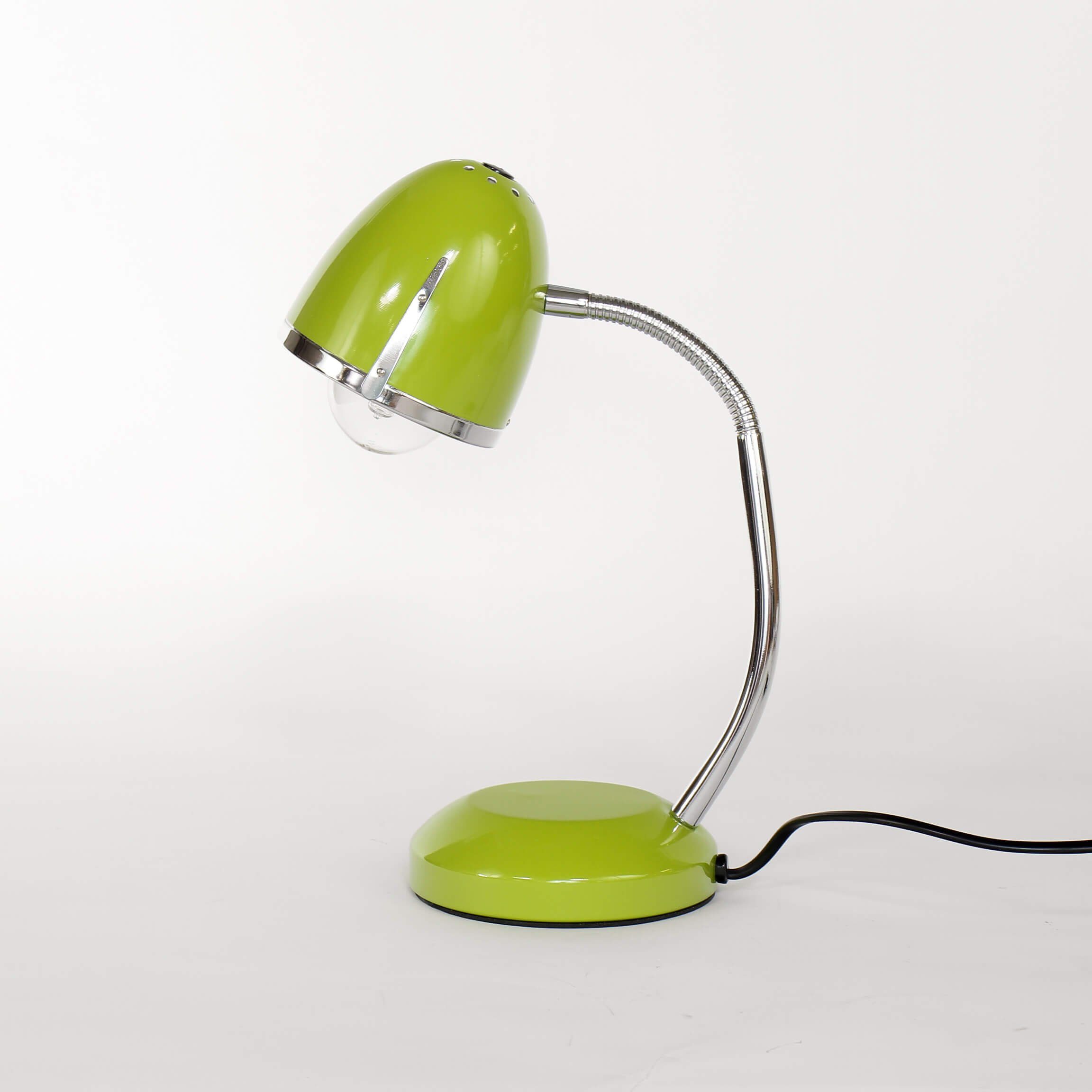 Licht-Erlebnisse Nachttischlampe POCATELLO, ohne Leuchtmittel, Schreibtischleuchte Grün Metall Retro 36cm hoch E27 Büro | Tischlampen