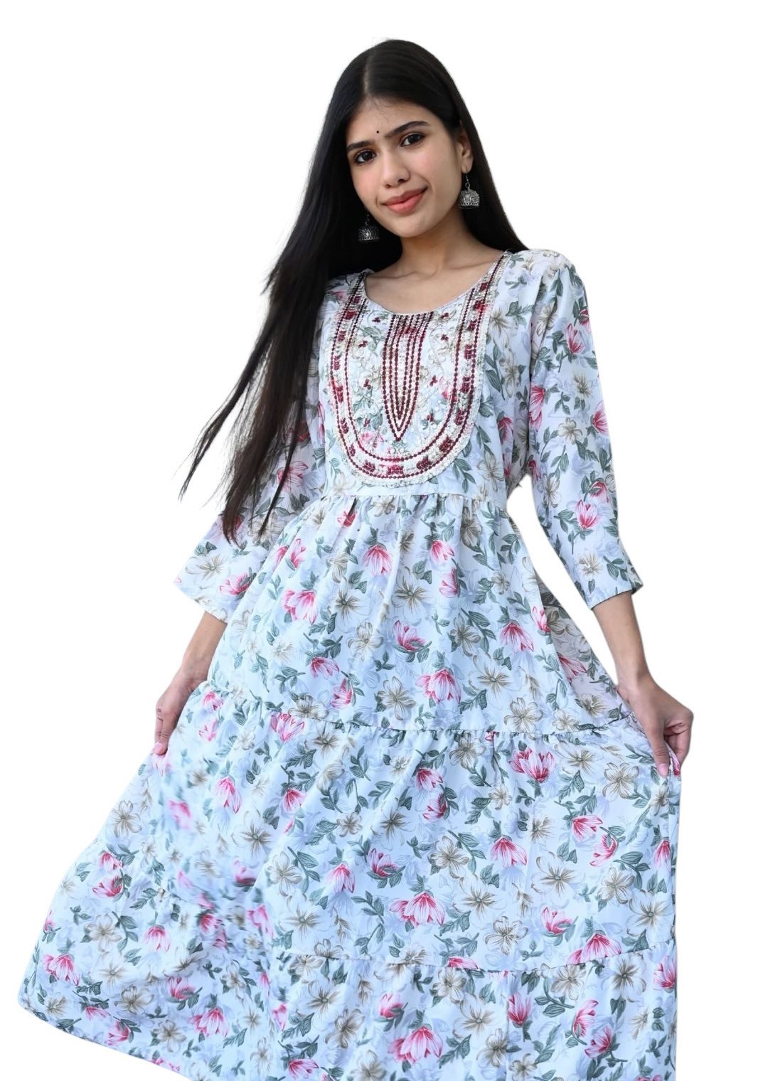 PfauGermany Maxikleid Floral Neck Embroidery günstig online kaufen