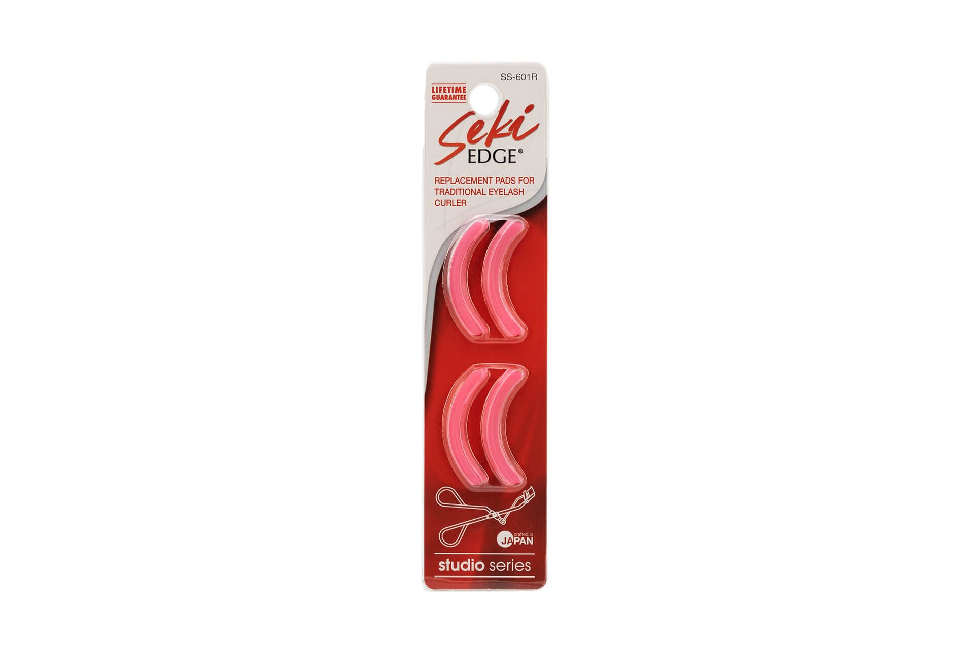 Seki EDGE Wimpernzange SS-601R, Made in Japan, 31mm, Ersatzpads für Wimpernzange, 4er-Set mit passgenauer Silikonform