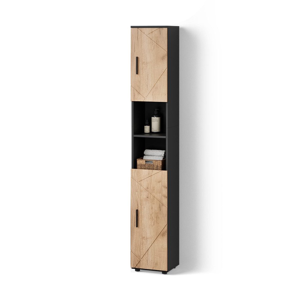 Livinity® Hochschrank Ronco, Goldkraft Eiche/Anthrazit/Goldkraft Eiche, 30 x 192 cm (1-St)