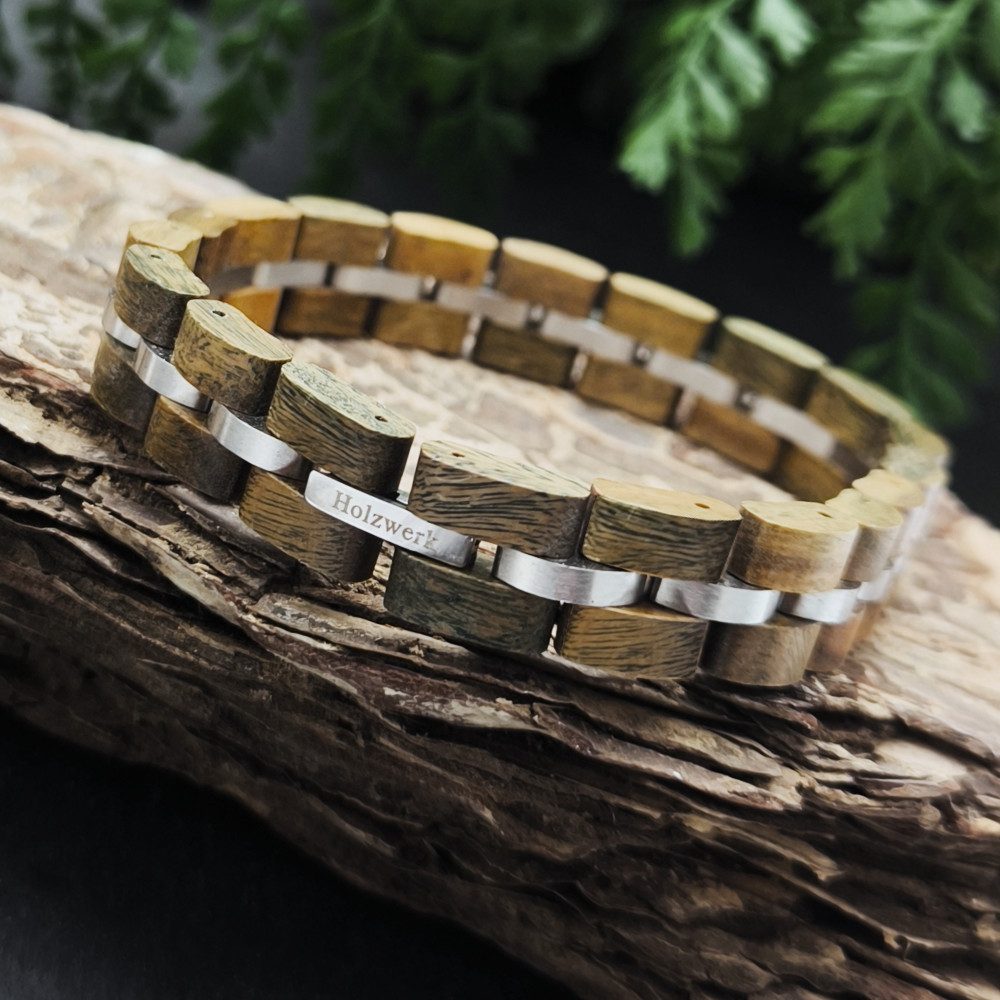 Holzwerk Gliederarmband Designer Holz Armband, Mode Armkette, Holz Unikate inkl. Armbandkürzer, ideal als Geschenk – Bild 4 von 5