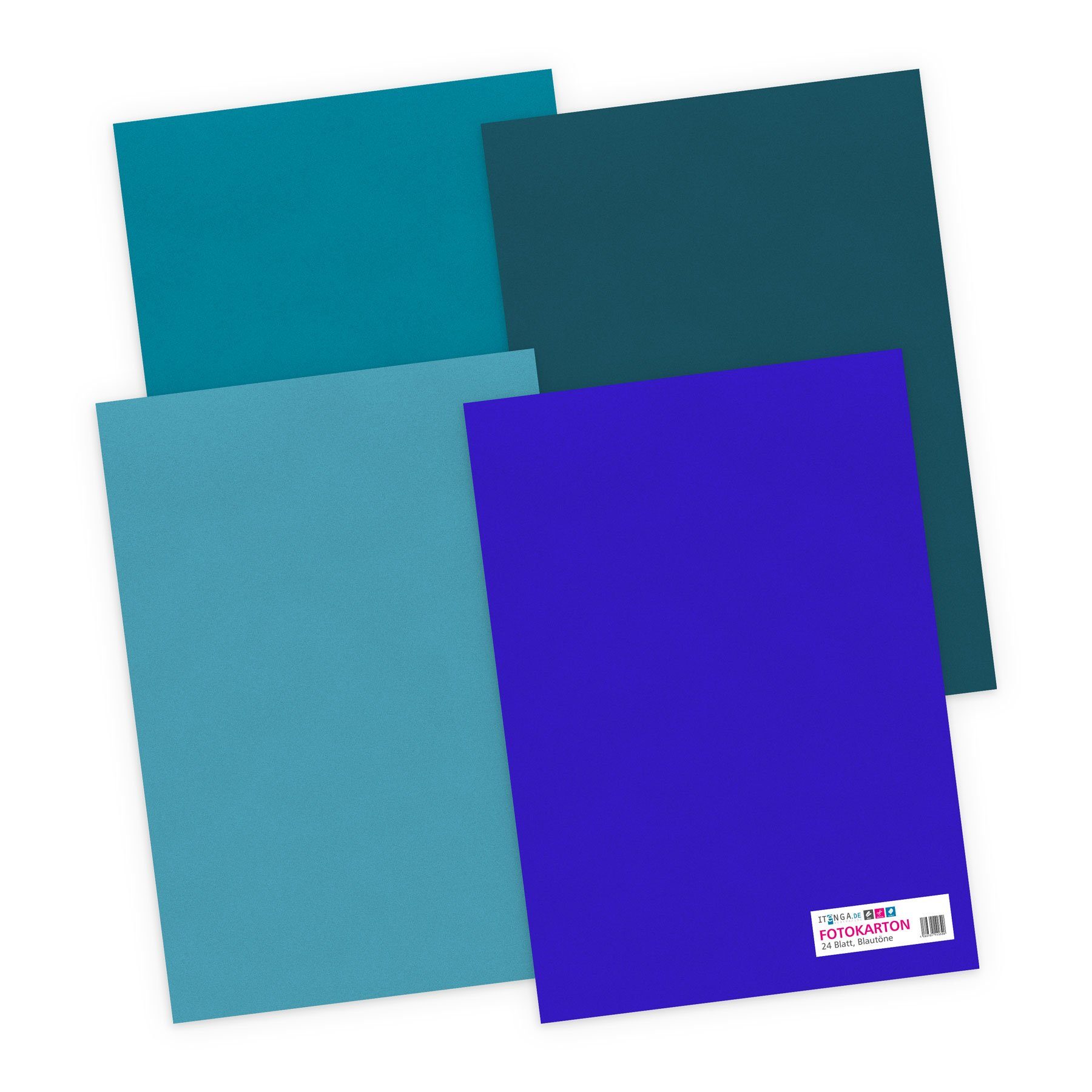 itenga Bastelkartonpapier itenga Tonpapier - A4 130 g/qm 24 Blatt - Blautöne  - 4 Farben je 6 Bla