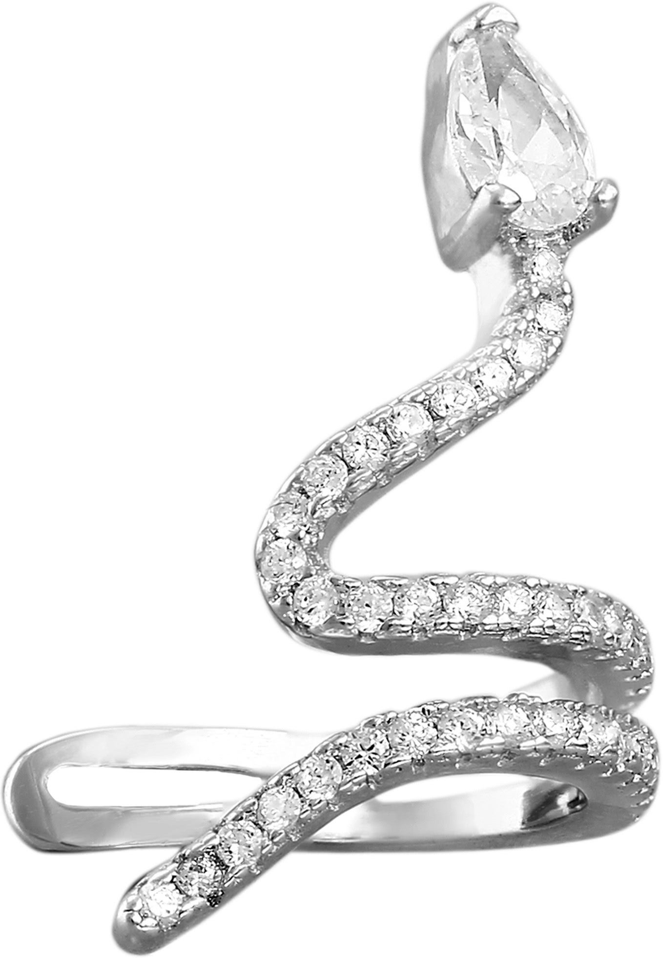 SilberDream Paar Ohrklemmen SilberDream weiß Schlange Ohrringe (Ohrklemme), Damen Ohrklemme Schlange 925 Sterling Silber, weiß