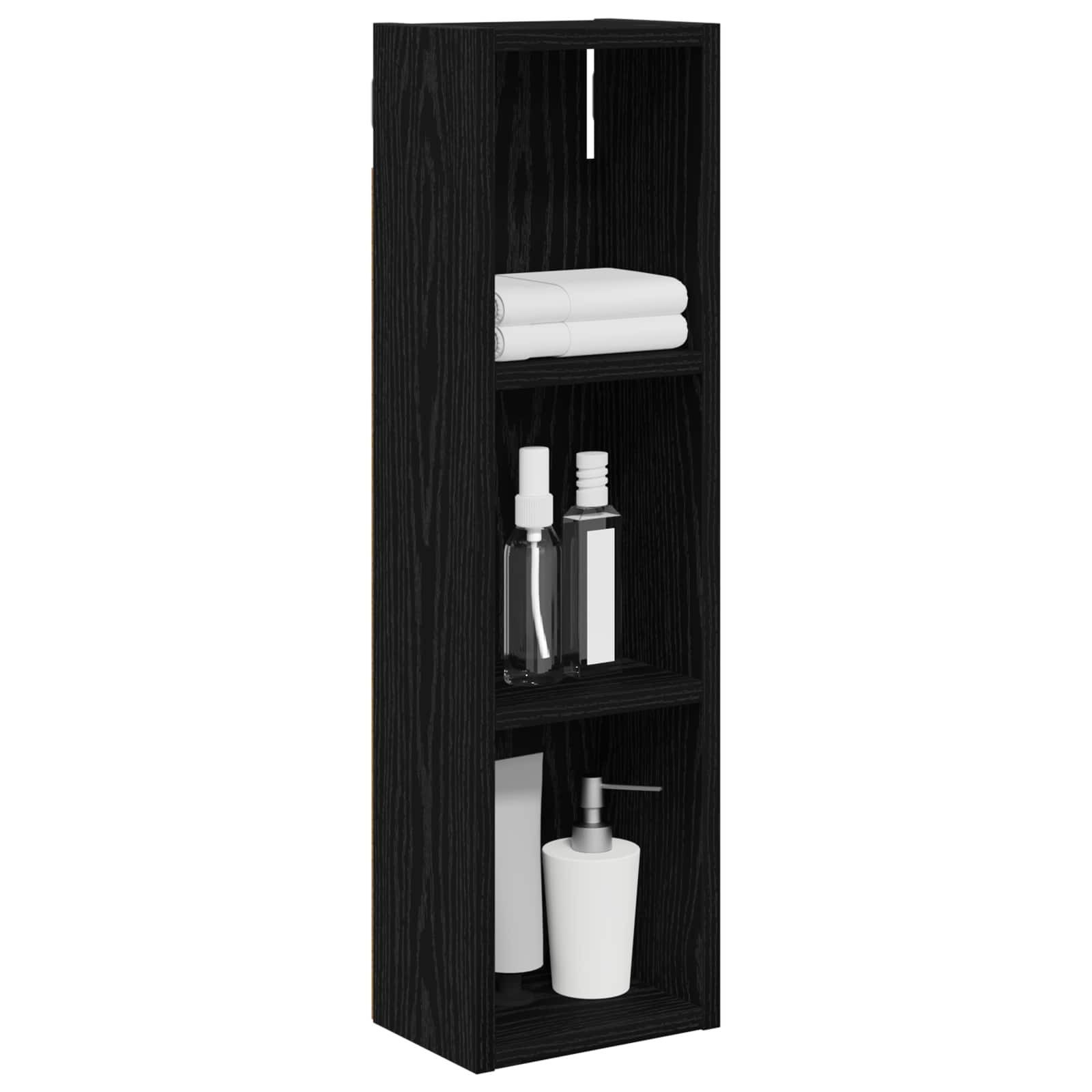 vidaXL Badezimmerspiegelschrank Badezimmer-Wandschrank mit Regal Schwarze Eiche 20 x 14 x 70 cm (1-St)