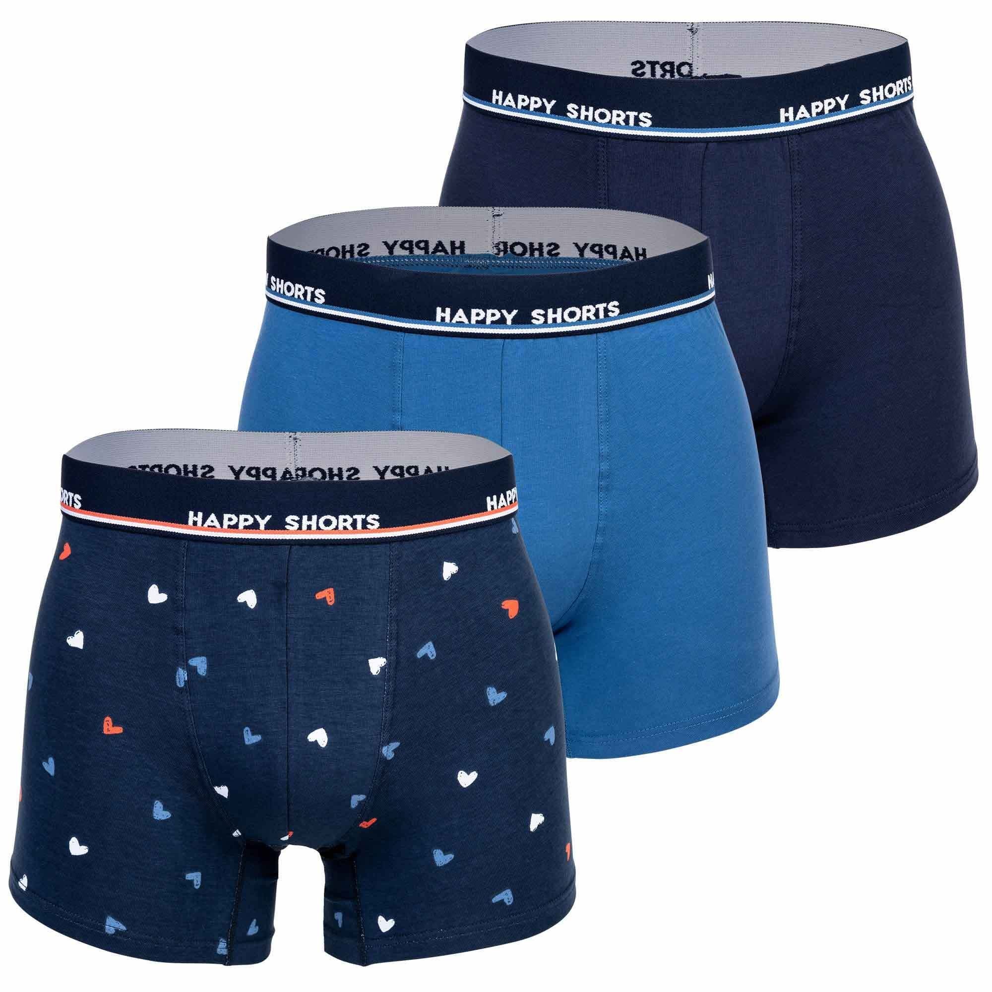 Boxer Boxershorts, HAPPY SHORTS Maritim - Herren Retro Jersey 3er Hearts Pack