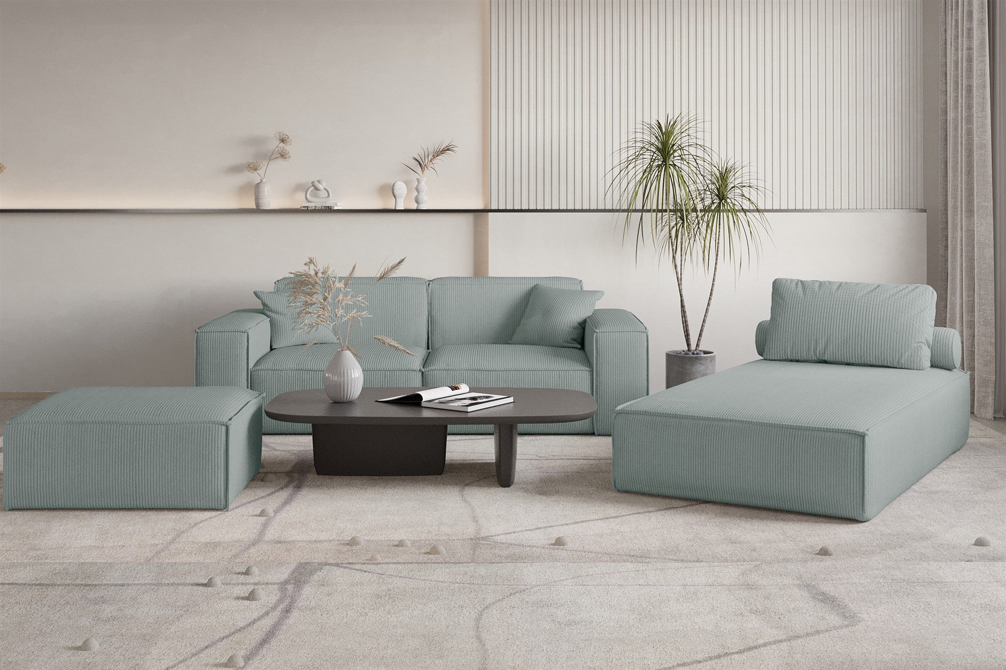 Fun Möbel Polsterhocker Designerhocker CELES PREMIUM 105x105 cm in Stoff (105x105x40 cm), In 3 verschiedenen Stoffen