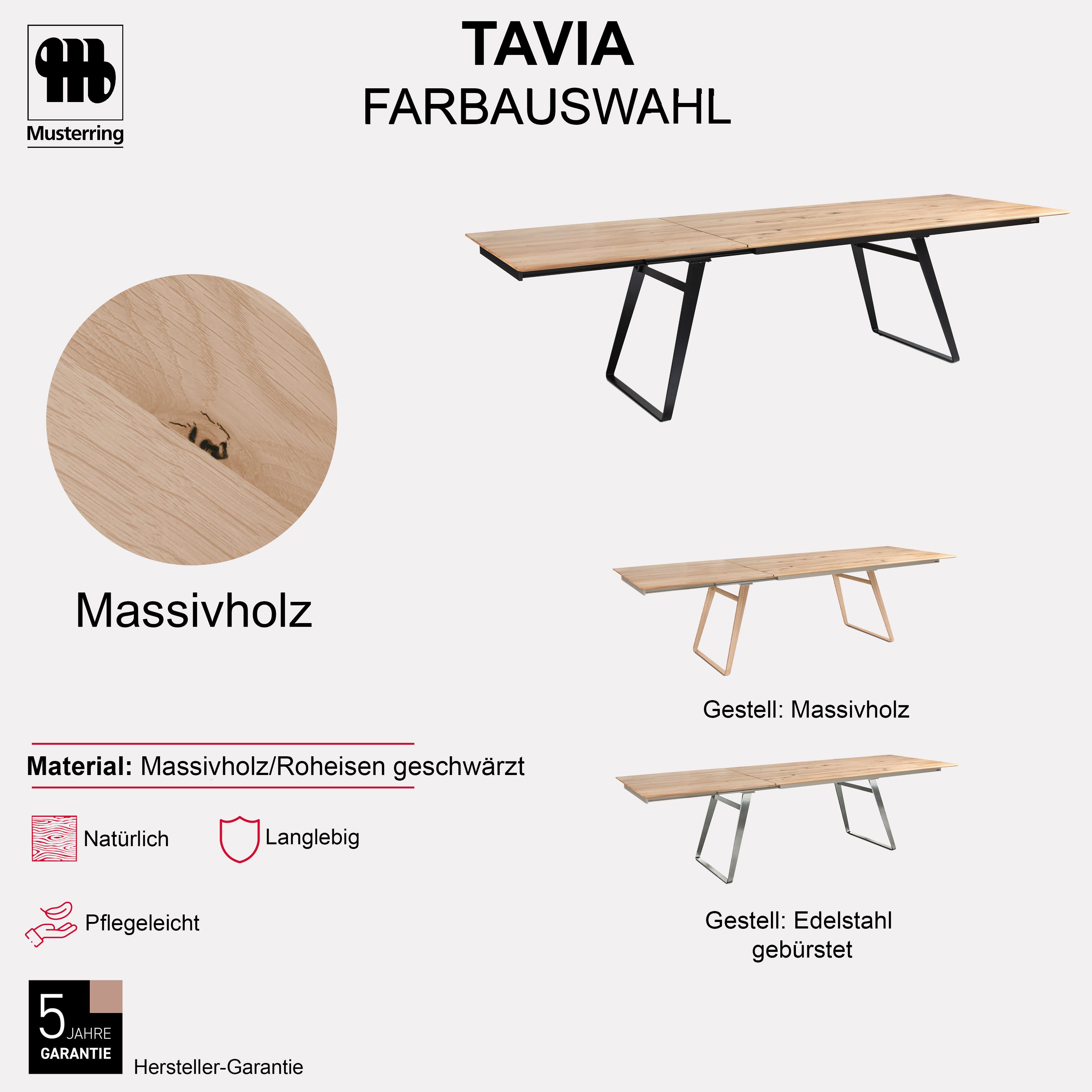 Musterring Esstisch Tavia, Bügelgestell in 3 Farben, Platte Charakter-Eiche geölt, ausziehbar