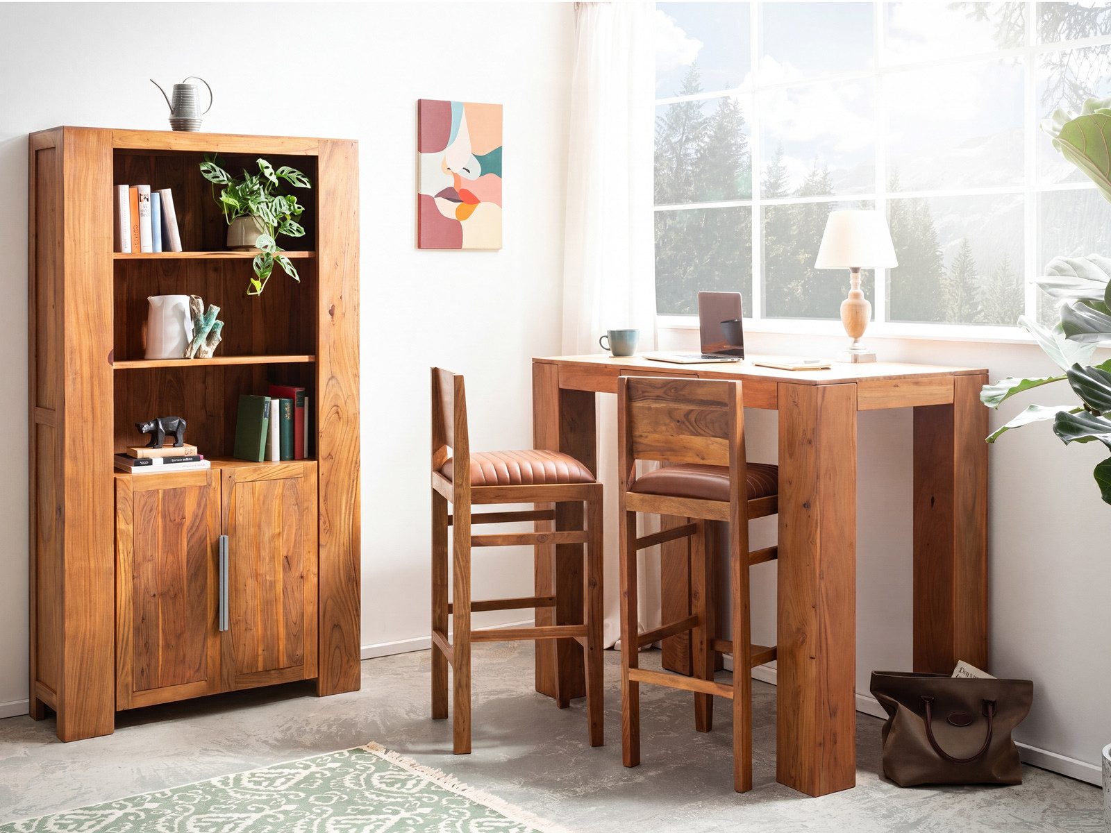 massivum Bücherregal Osbon Akazie Bücherschrank Massivholz