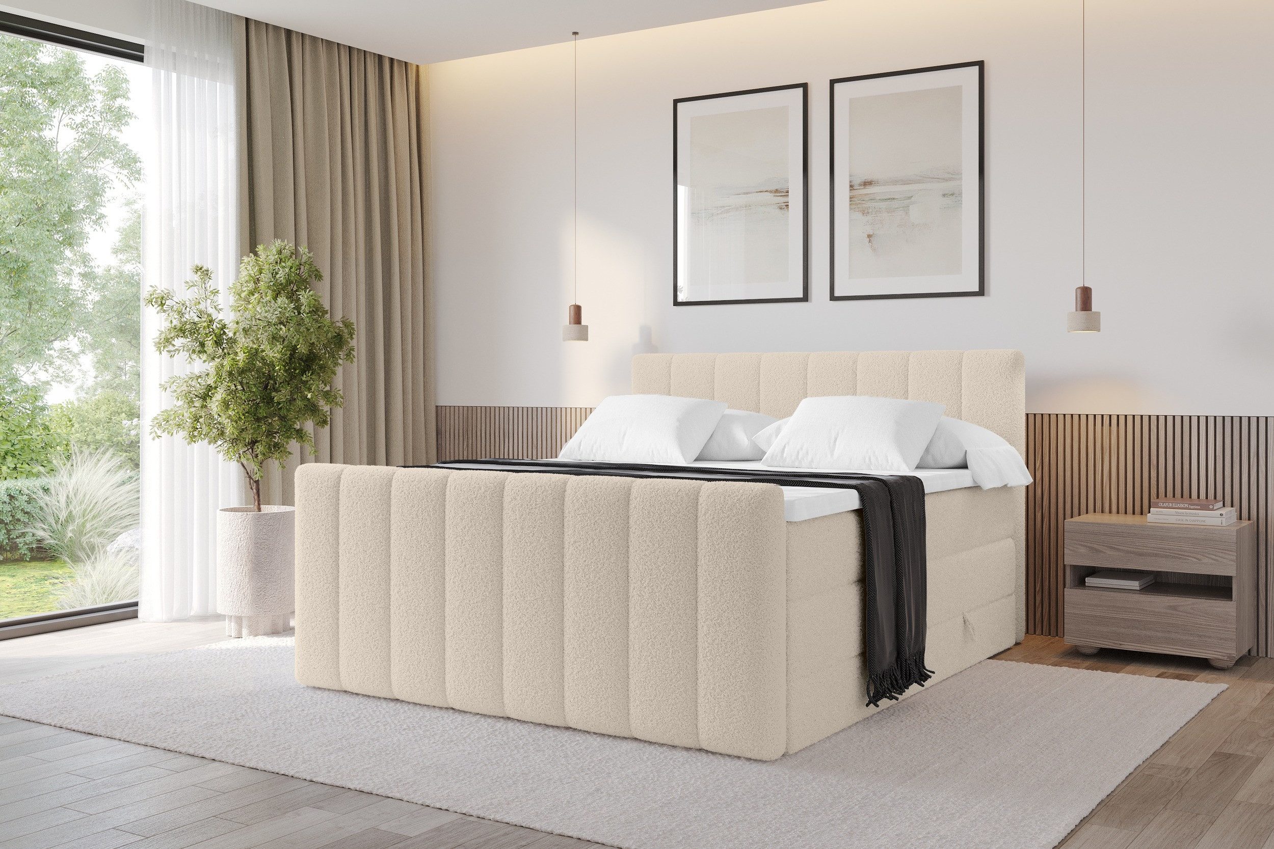 ALTDECOR Boxspringbett OTTA-Z KING (Multipocket-Matratze H4, H3 Matratze Bonellfederung, Topper, Kopfteil), Doppelbett mit Fußteil