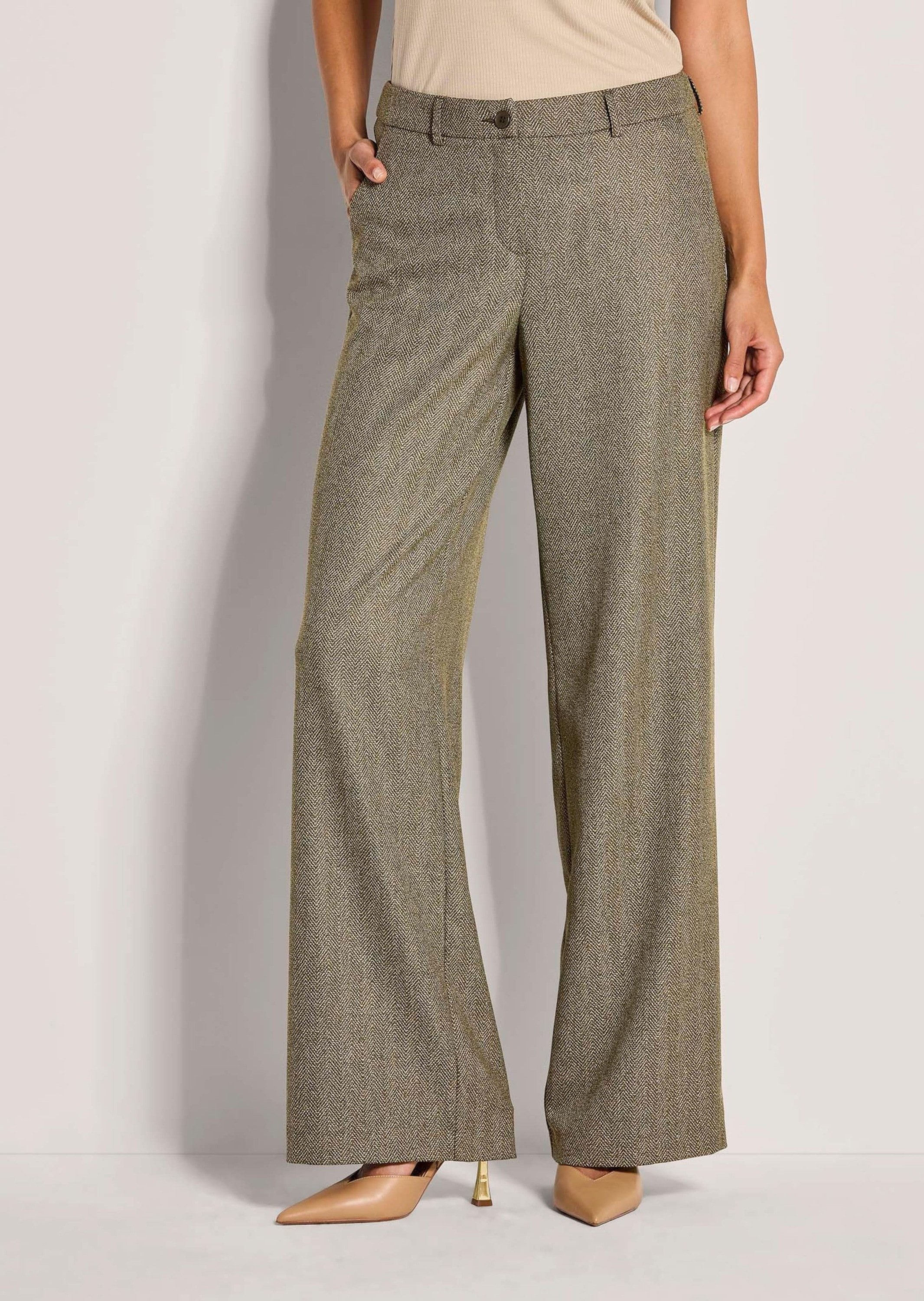 MADELEINE Stoffhose Palazzohose im Fischgratdesign Stoffhose mit weitem Bei günstig online kaufen