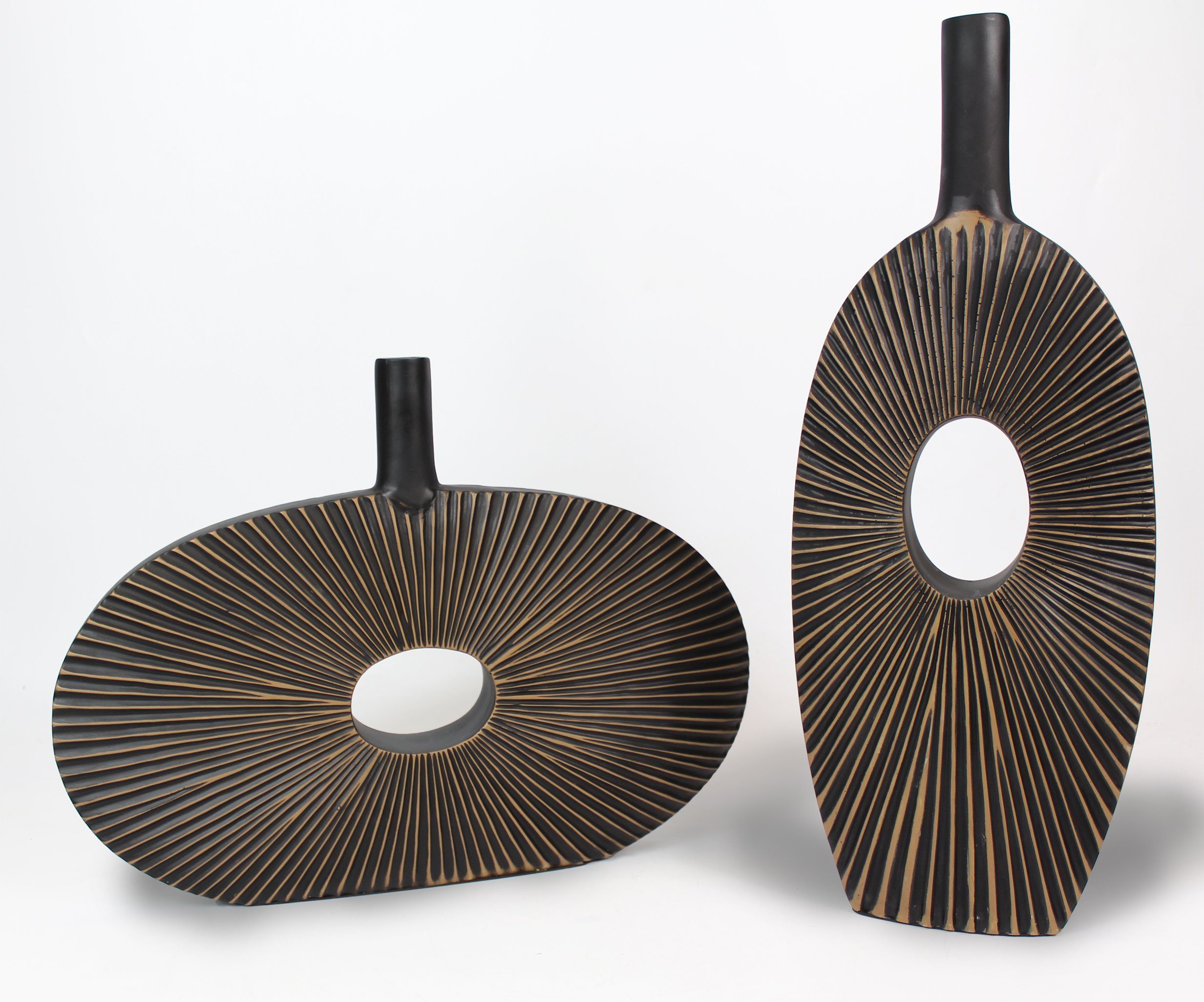 Arnusa Dekovase Blumenvase moderne Vase geriffelt Braun Dekoration, große Tischvase mit Filzgleiter