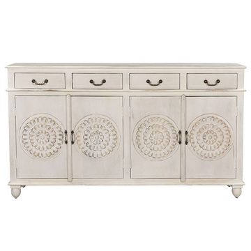 baario Sideboard XXL Sideboard BLATO Shabby Chic, Kommode massiv edles Mangoholz 180cm Schnitzerei