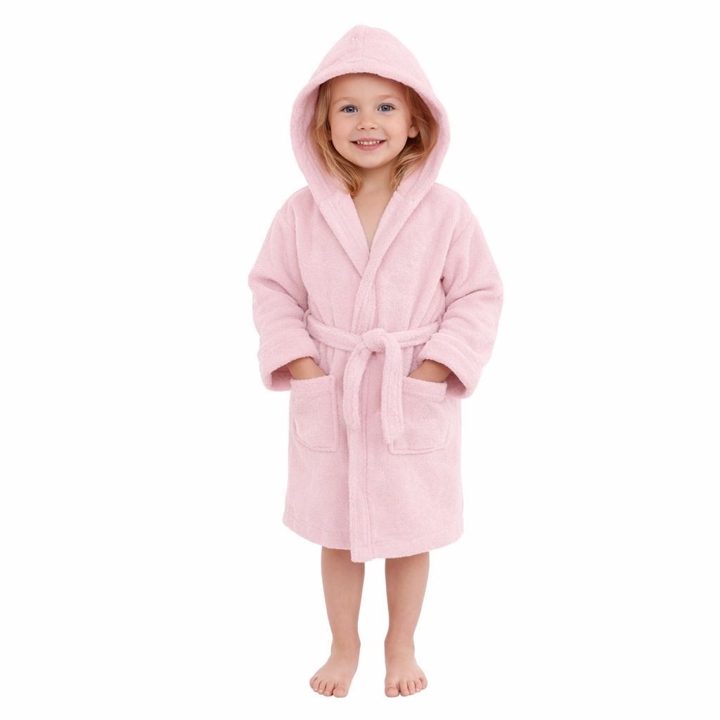 Toker Collection® Kinderbademantel Kinder Bademantel mit Kapuze – 100% Baumwolle, Kapuze, Gürtel, Hautsympatisch – Bild 2 von 2