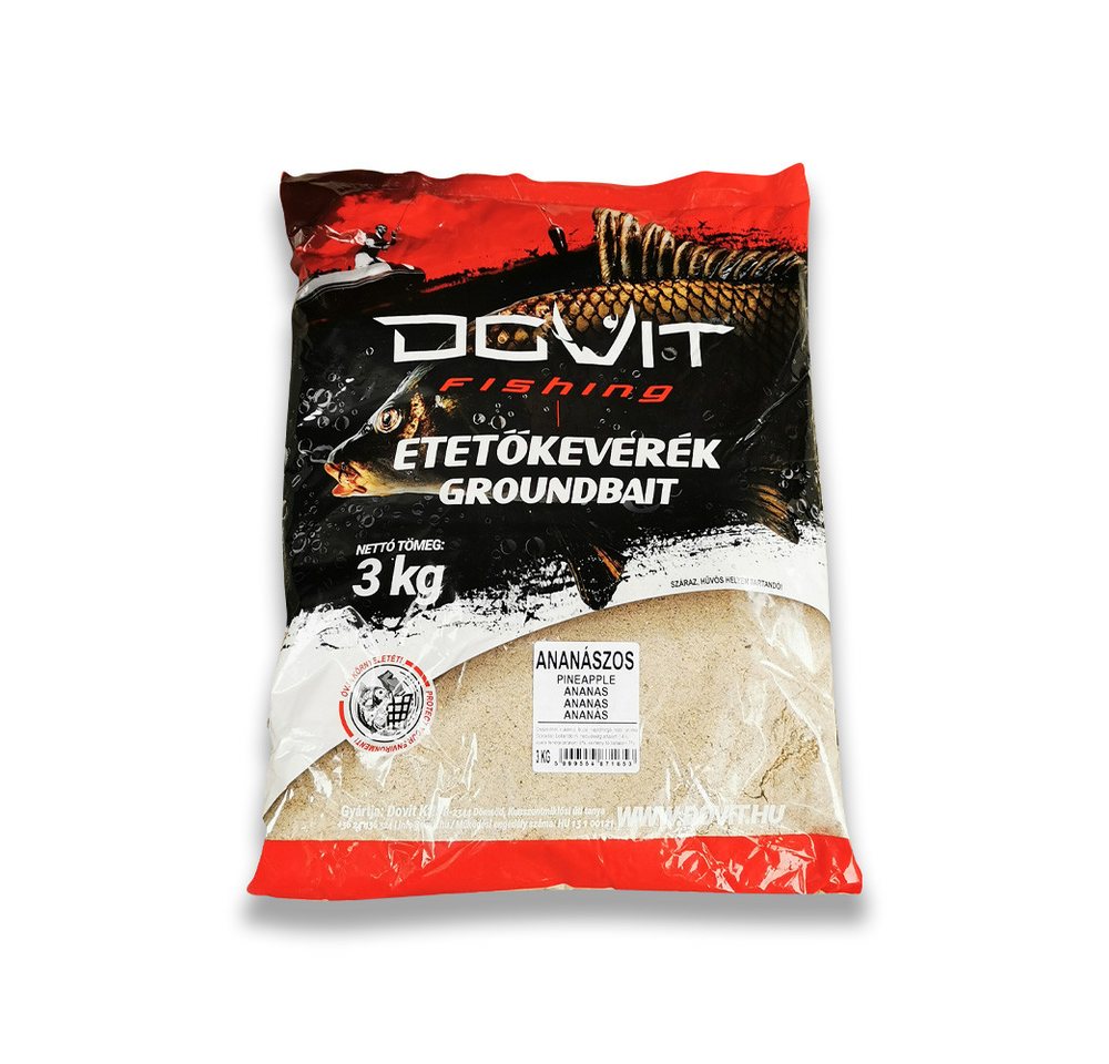 DOVIT FISHING Kunstköder 3kg Grundfutter Ananas - Karpfenfutter Lockfutter Angelfutter Feeder, Für Karpfen, Brassen, Schleien, Rotaugen, Karausche, Graskarpfen