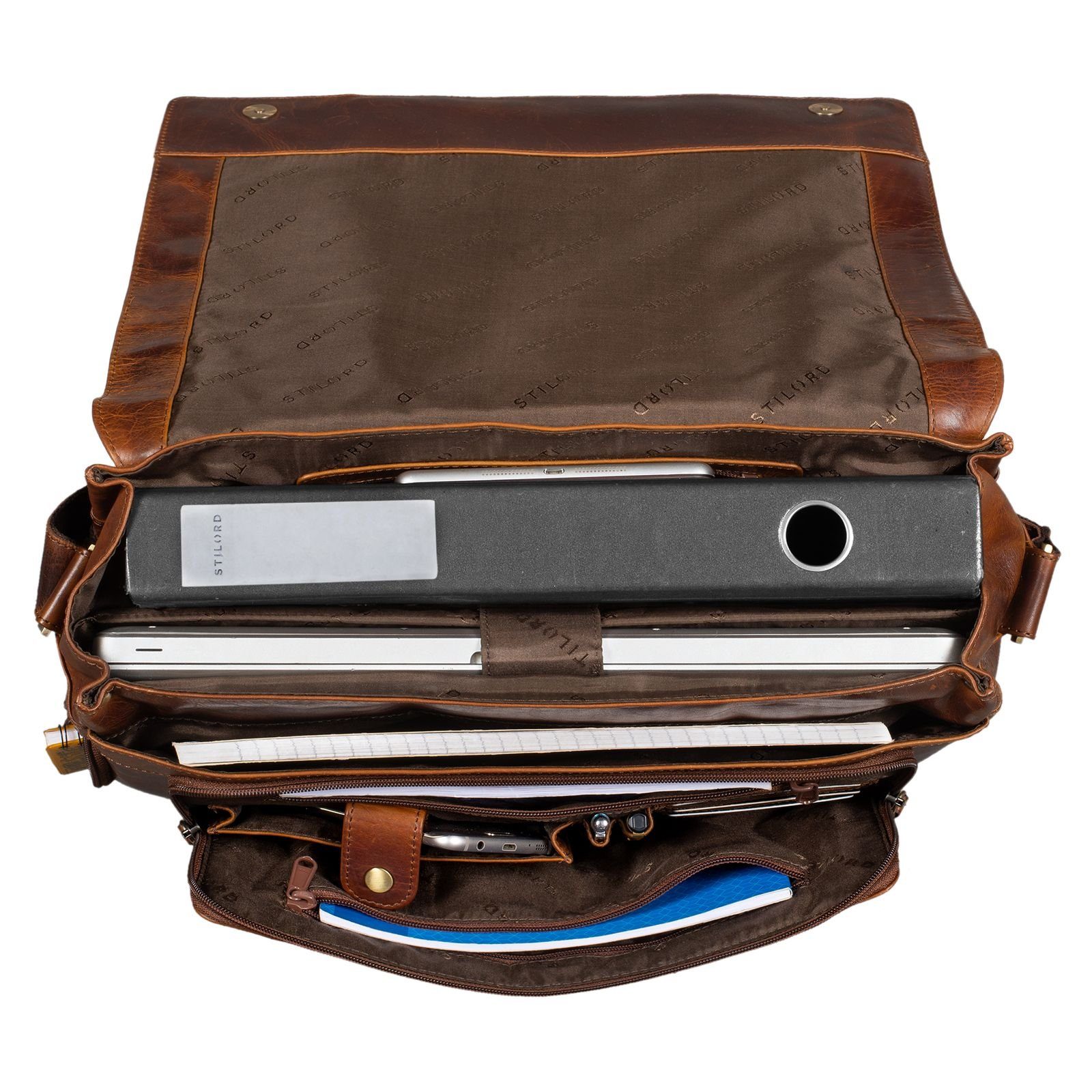STILORD Laptoptasche "Elias" Echtleder Herren Umhängetasche 15,6 Zoll Businesstasche Leder