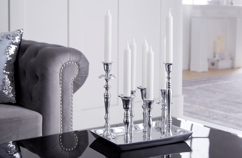 riess-ambiente Kerzenständer MODERN BAROCK 26cm silber Metall (1 Barock-Design · Deko St), · · Kerzenhalter