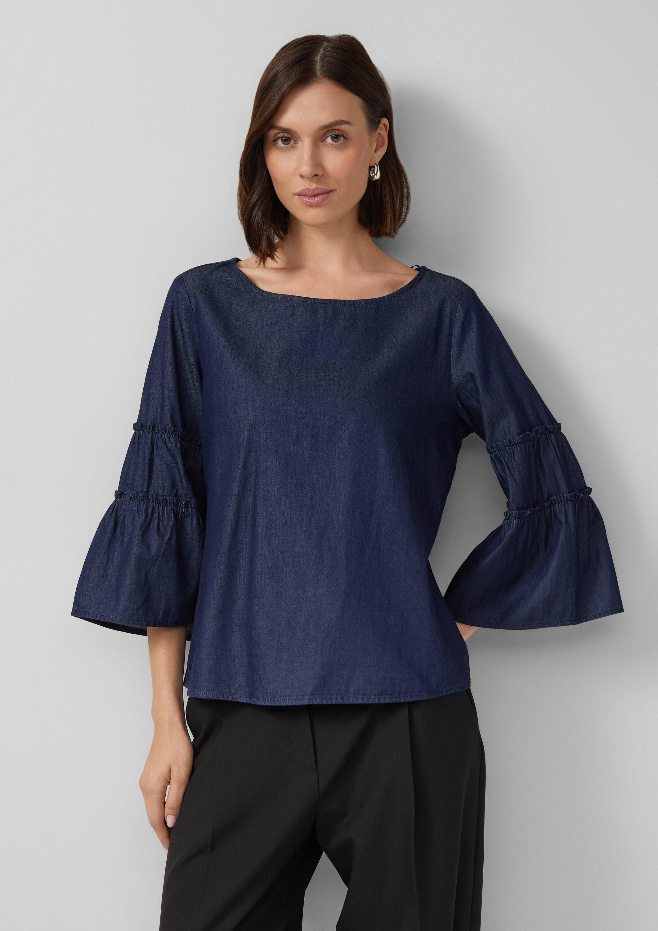 s.Oliver Kurzarmbluse Bluse Bluse mit 3/4-Volant-Ärmeln günstig online kaufen
