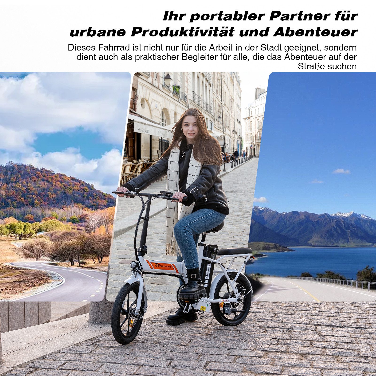 EVERCROSS TECH E-Bike EK5 Faltbares E-Fahrrad,klapprad Riemenantrieb,Pedelec, 36V 8.4 AH, Heckmotor, Heckmotor,15/20/25 KM/H, bis 20-45km, ebike Herren/Damen