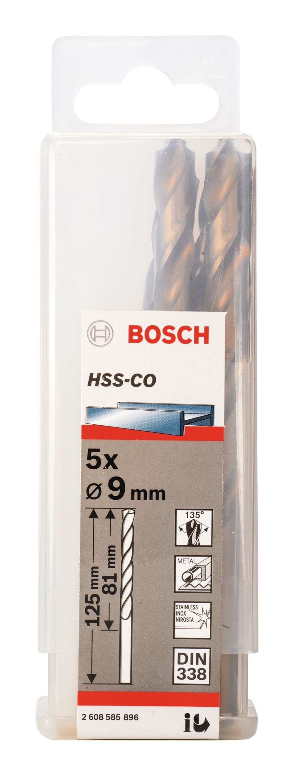 BOSCH Metallbohrer, (5 Stück), 338) x x - 81 (DIN 5er-Pack mm 9 - 125 HSS-Co