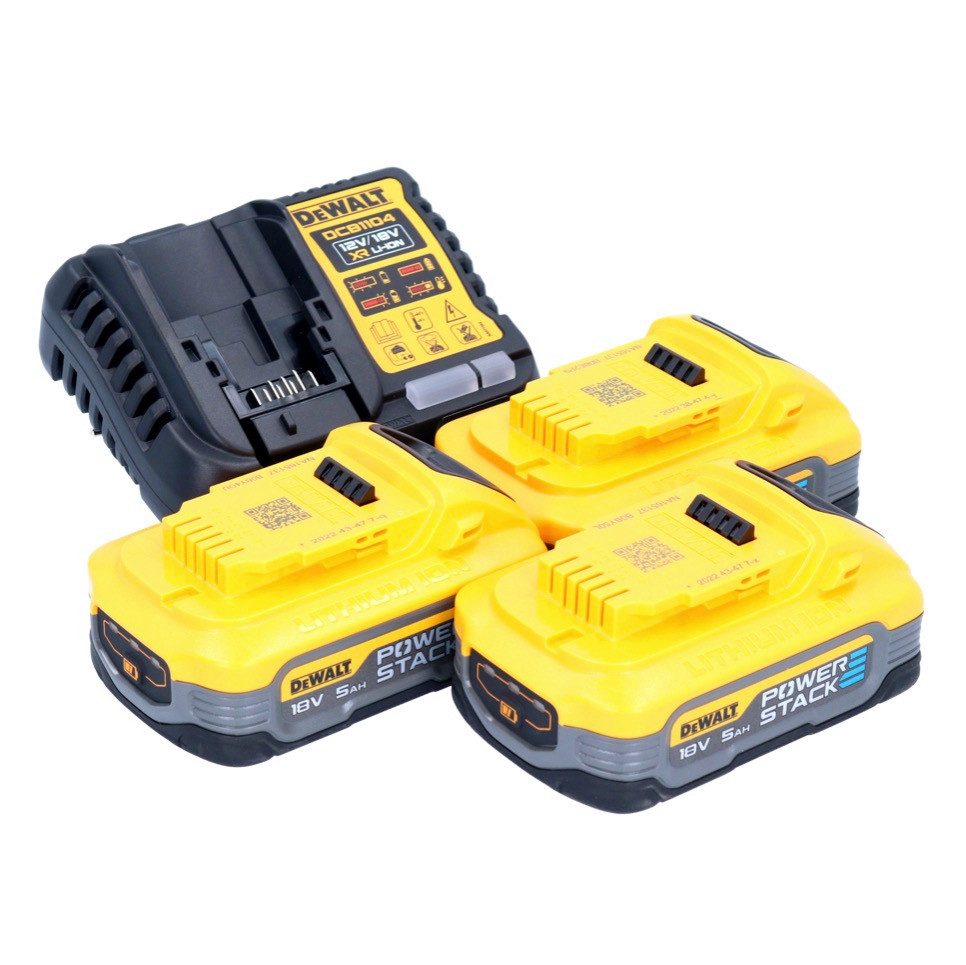 DeWalt DCB 1104 H3 Akku Starter Set 12 V / 18 V 3x Powerstack Akku 5,0 Ah Akkupacks