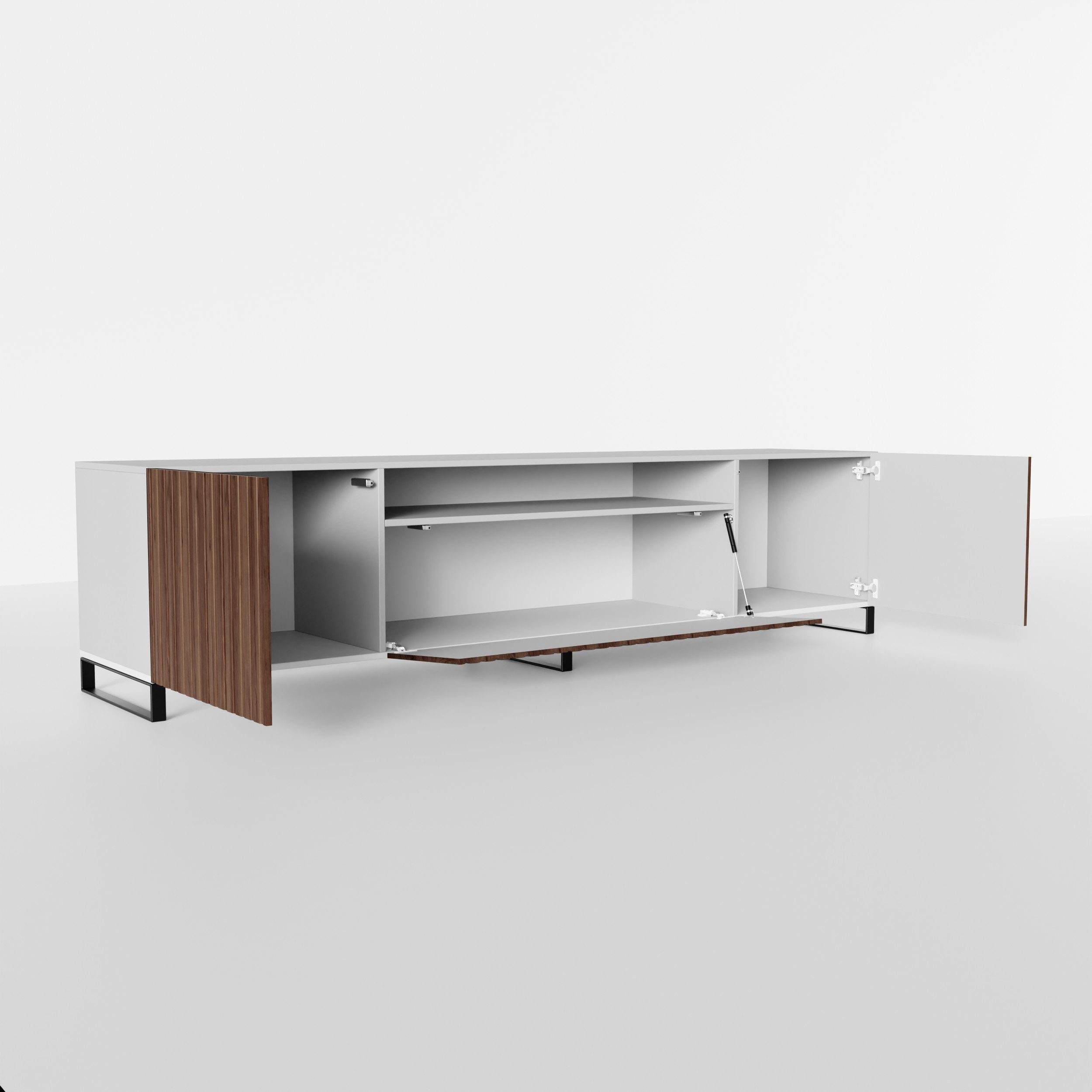 Beautysofa TV-Schrank Modernes RTV-Kabinett mit gefrästen Lamellen-Fronten MIO B:200/H:53/T:41cm