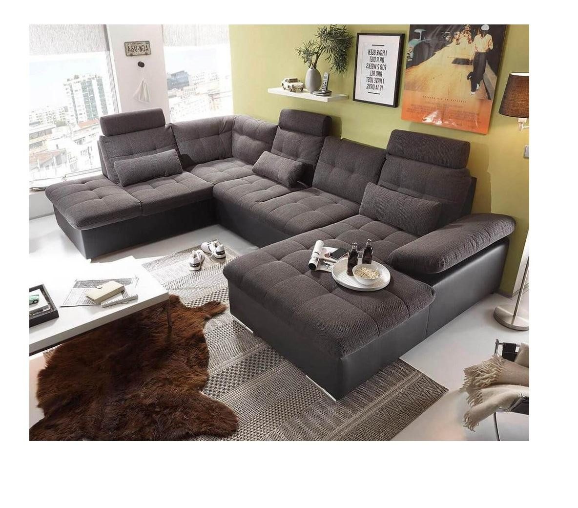 Xlmoebel Wohnlandschaft U-Form Ecksofa mit Bettfunktion und hochwertiger Polsterung, Ecksofa, Hergestellt in Europa