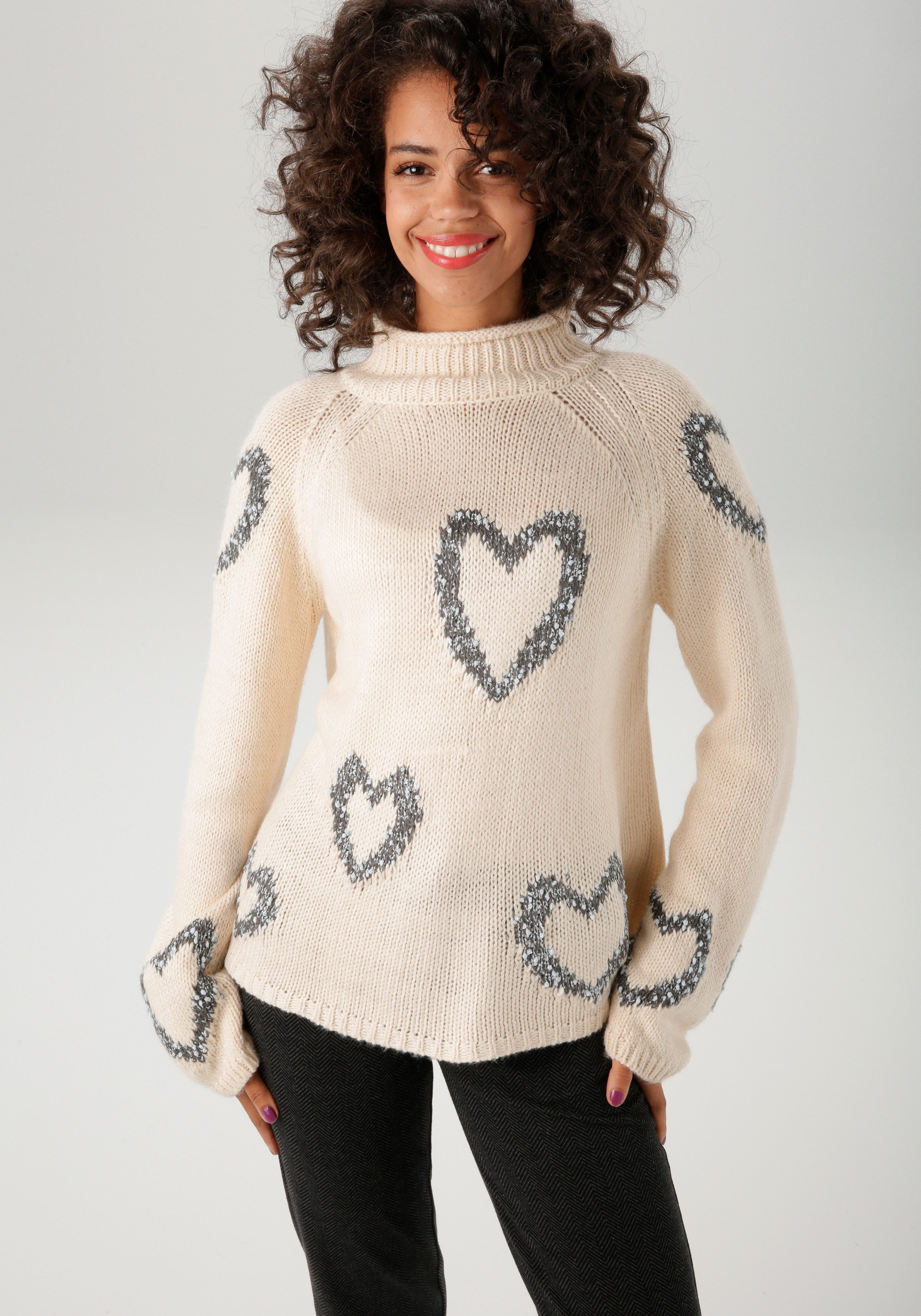 Aniston CASUAL Strickpullover mit eingestrickten Herzen günstig online kaufen
