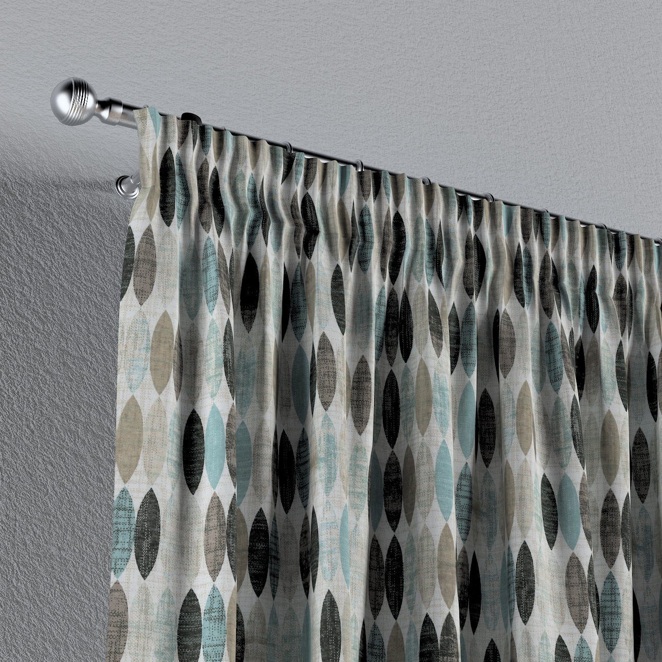 Dekoria Modern, Vorhang cm, Vorhang blau-beige mit Kräuselband 130x100