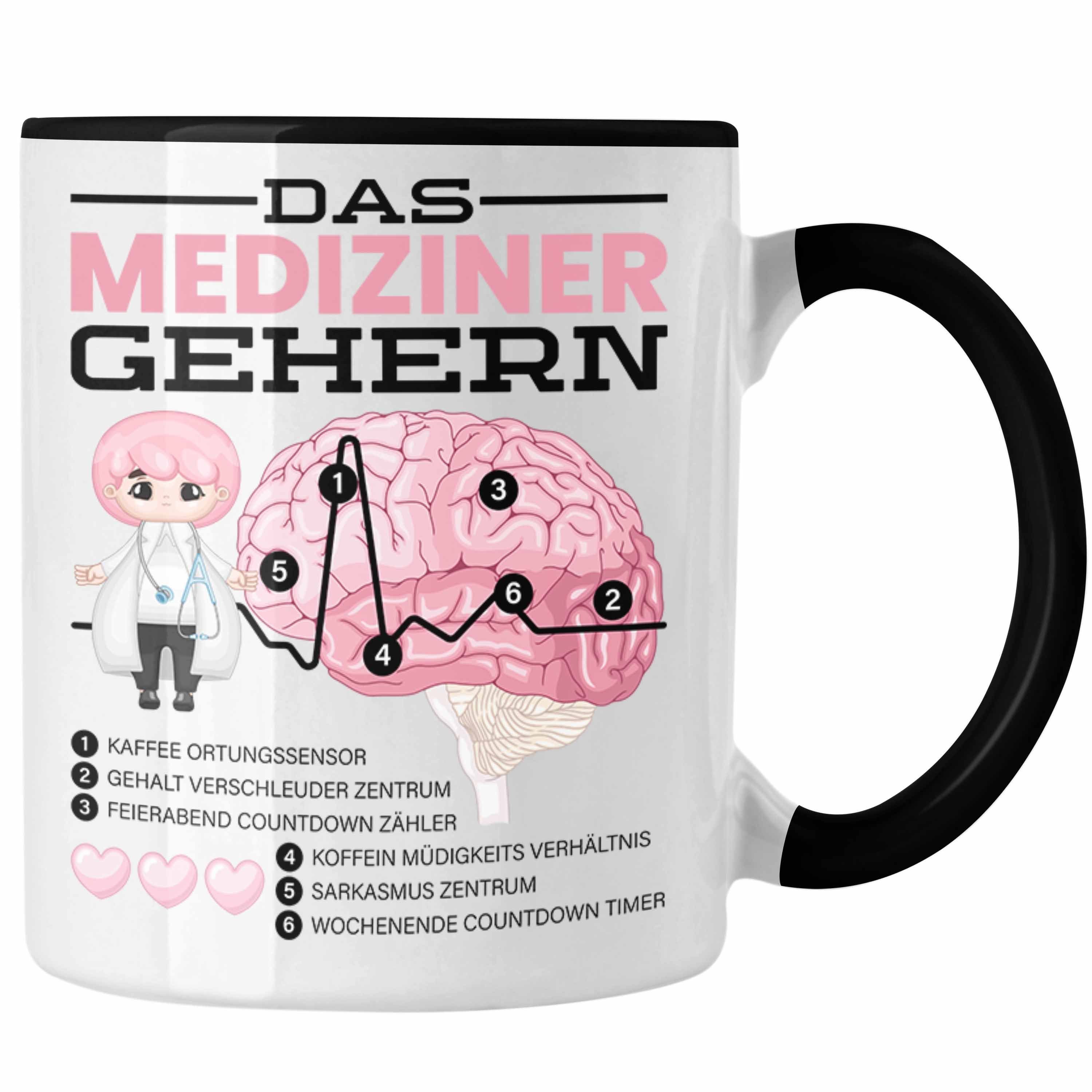 Trendation Tasse Das Mediziner Gehirn Tasse Geschenk Medizin-Studium Arzt Geschenkidee Schwarz