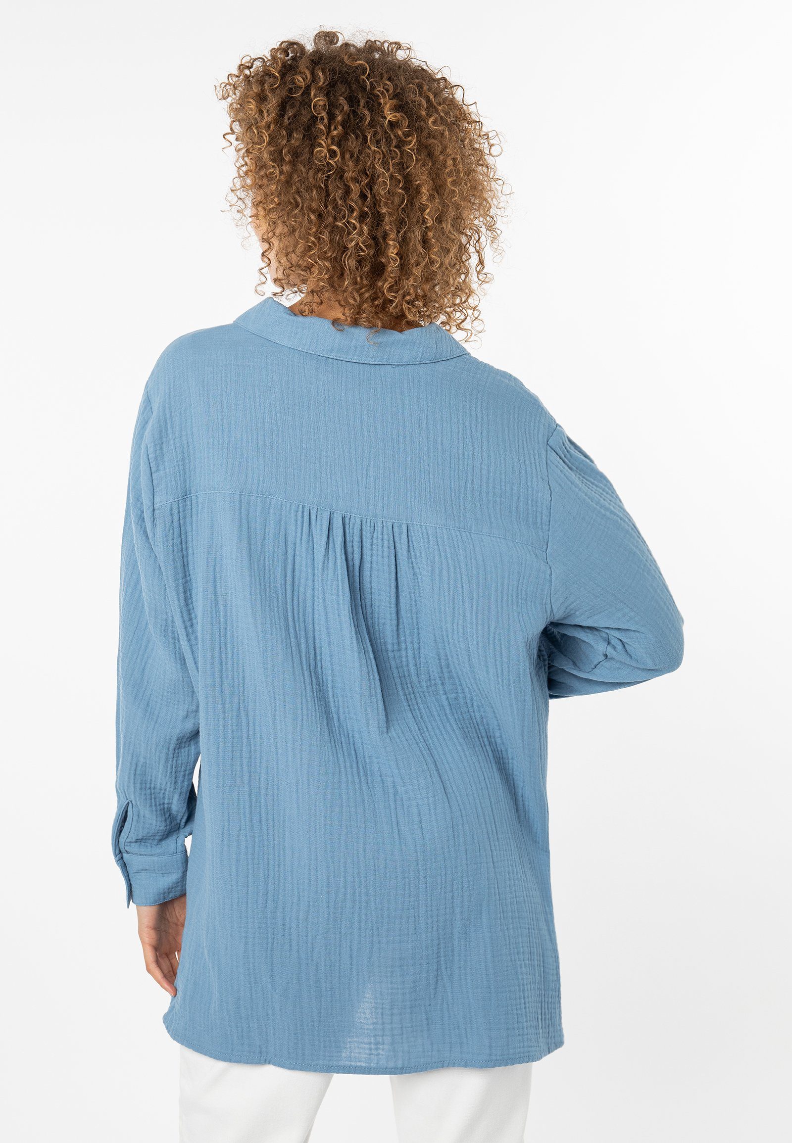 Langarmbluse SUBLEVEL blue Musselin Bluse