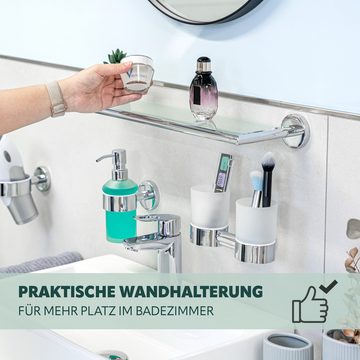 bremermann Wandregal Bad-Serie LUCENTE Glasablage aus Edelstahl verchromt hochglänzend