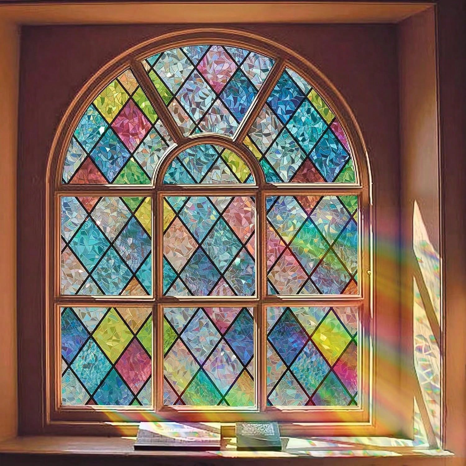 HomeBella Fensterfolie Dekorative Fensterfolie Sichtschutz selbsthaftend, Lichtdurchlaessig und blickdicht fuer Glasflaechen
