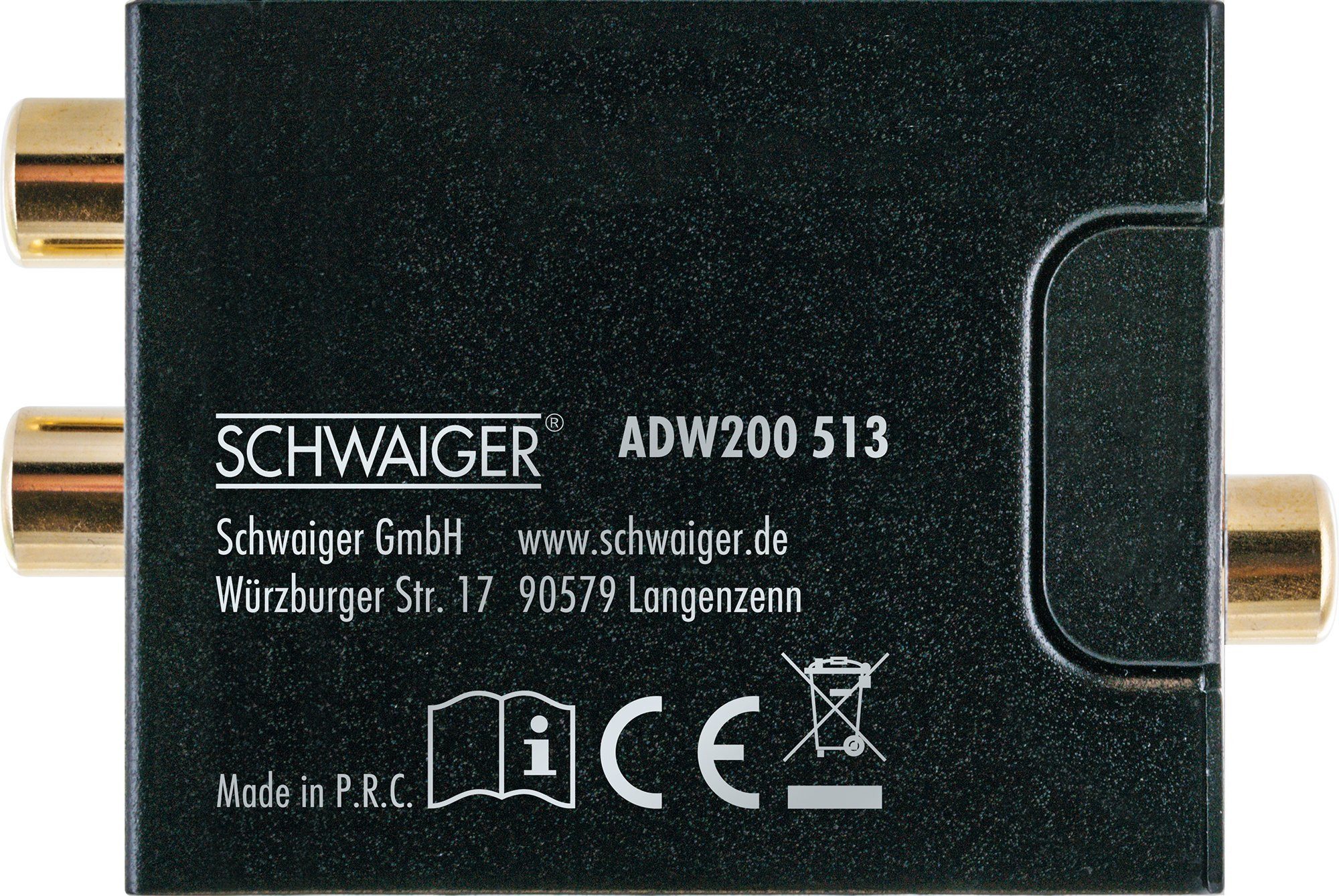Schwaiger ADW200 513 Medienkonverter zu Koaxial Buchse, TOSLINK Buchse IN, CINCH Buchse, digitales Koaxial oder Toslink Audiosignal zu analoges Stereosignal