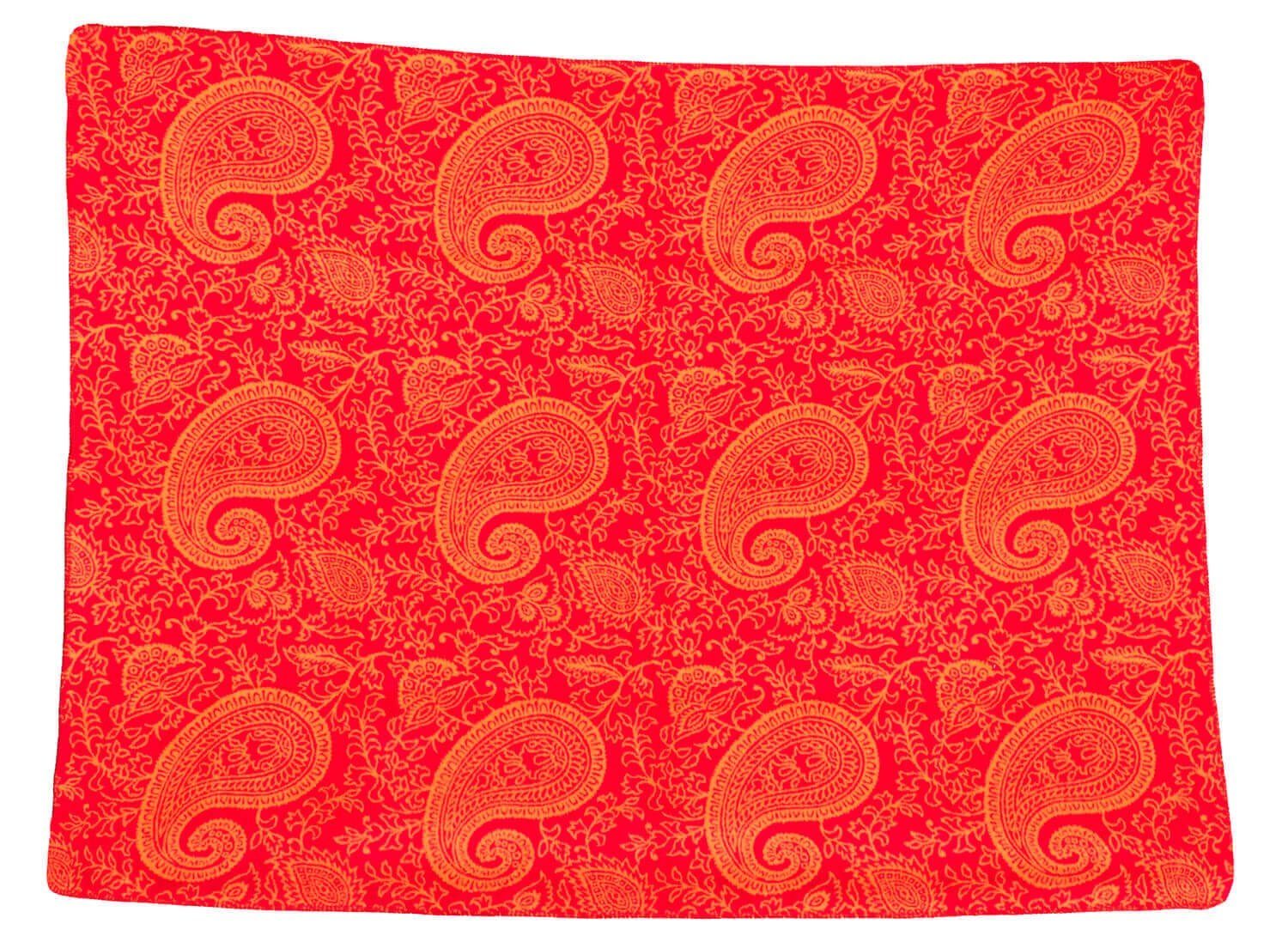 Wolldecke PAISLEY 150 x 200 cm - regional hergestellt, yogabox rot / orange
