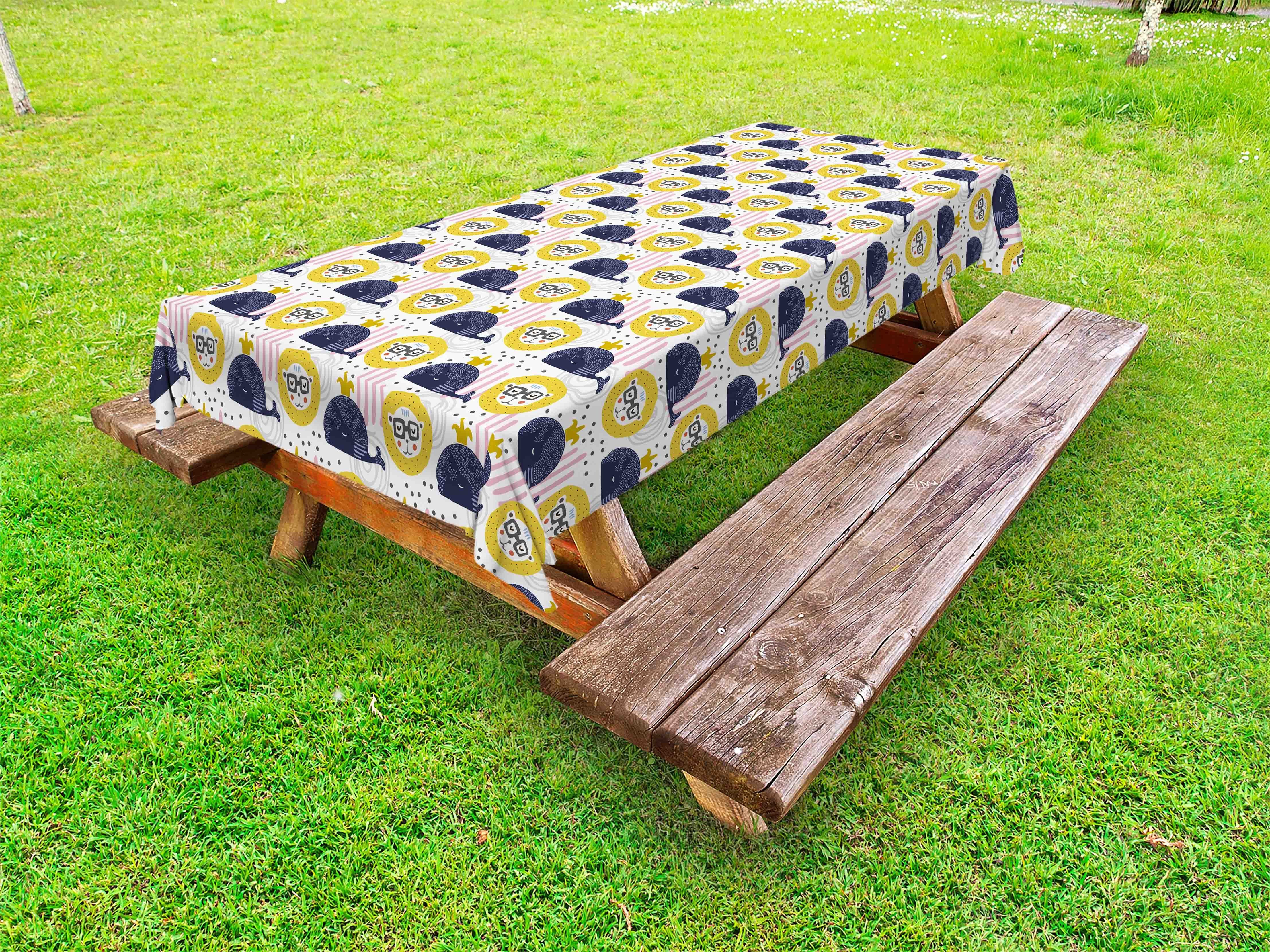 Abakuhaus Tischdecke dekorative waschbare Picknick-Tischdecke, Löwe Tiere im skandinavischen Stil